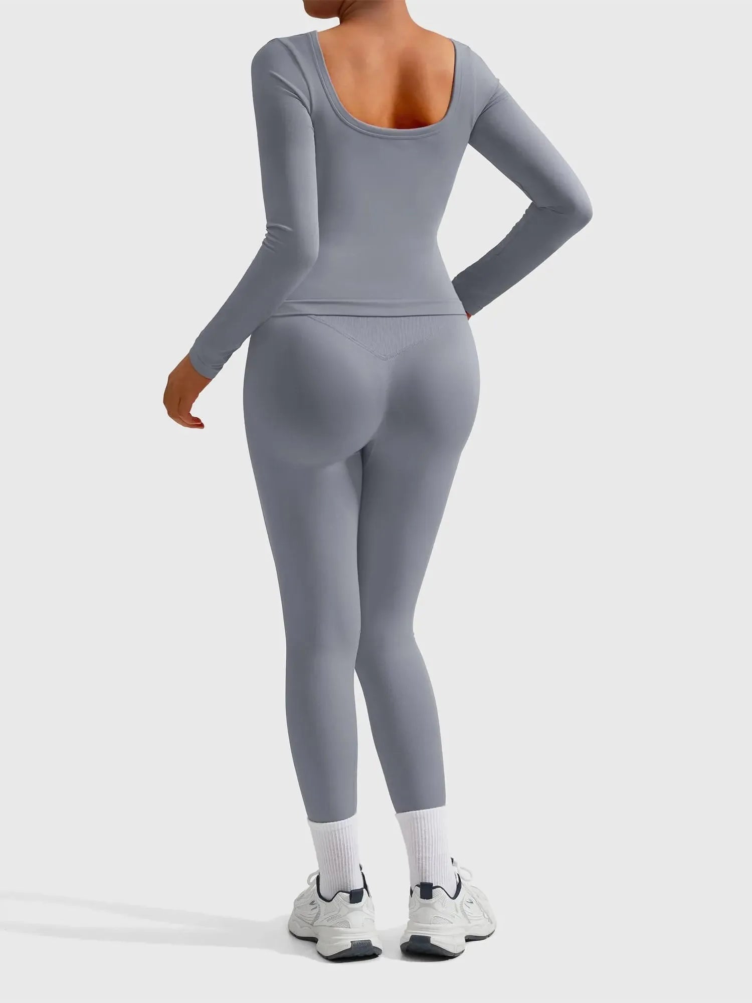 Scoop neck Seamless Leggings 2 Piece Workout Sets