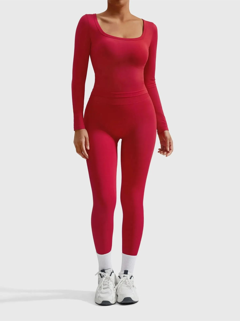 Scoop neck Seamless Leggings 2 Piece Workout Sets