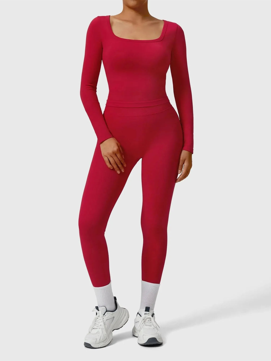 Scoop neck Seamless Leggings 2 Piece Workout Sets