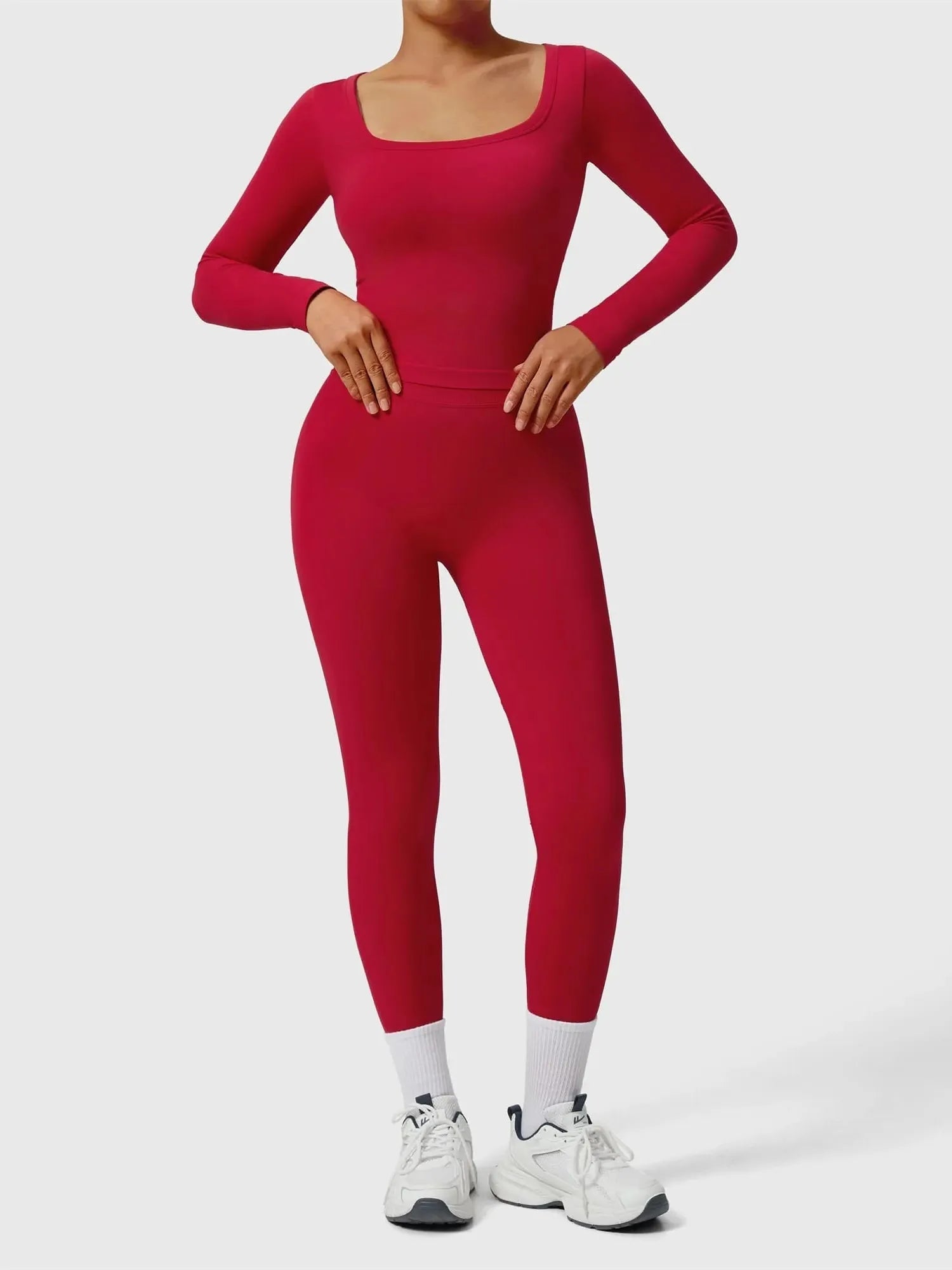 Scoop neck Seamless Leggings 2 Piece Workout Sets