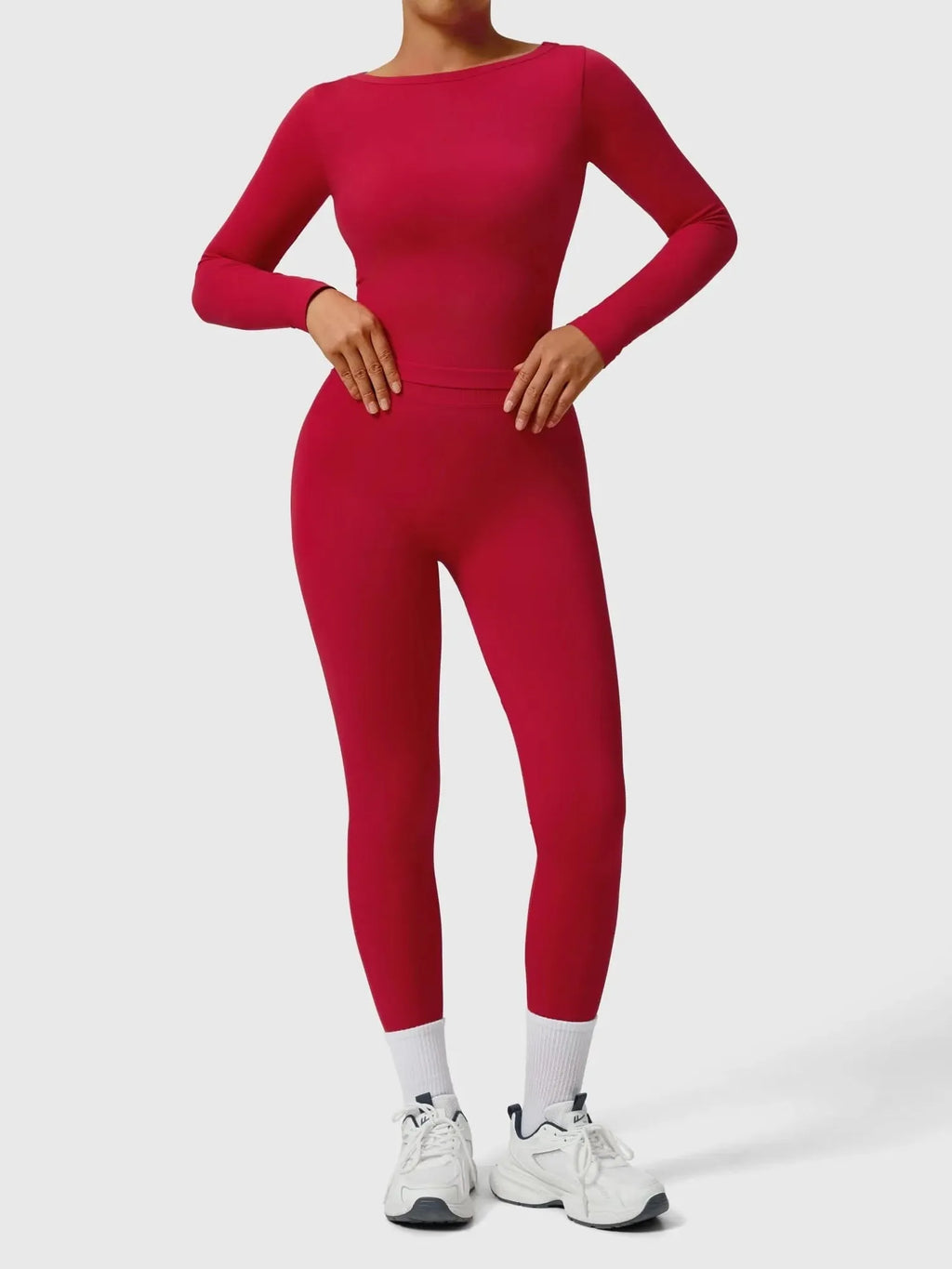 Scoop neck Seamless Leggings 2 Piece Workout Sets