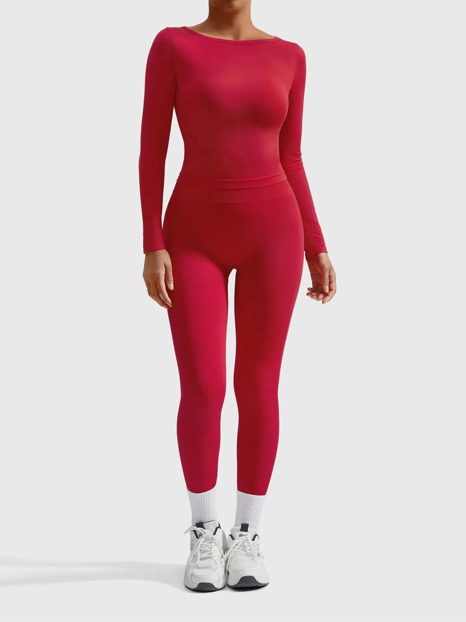 Scoop neck Seamless Leggings 2 Piece Workout Sets