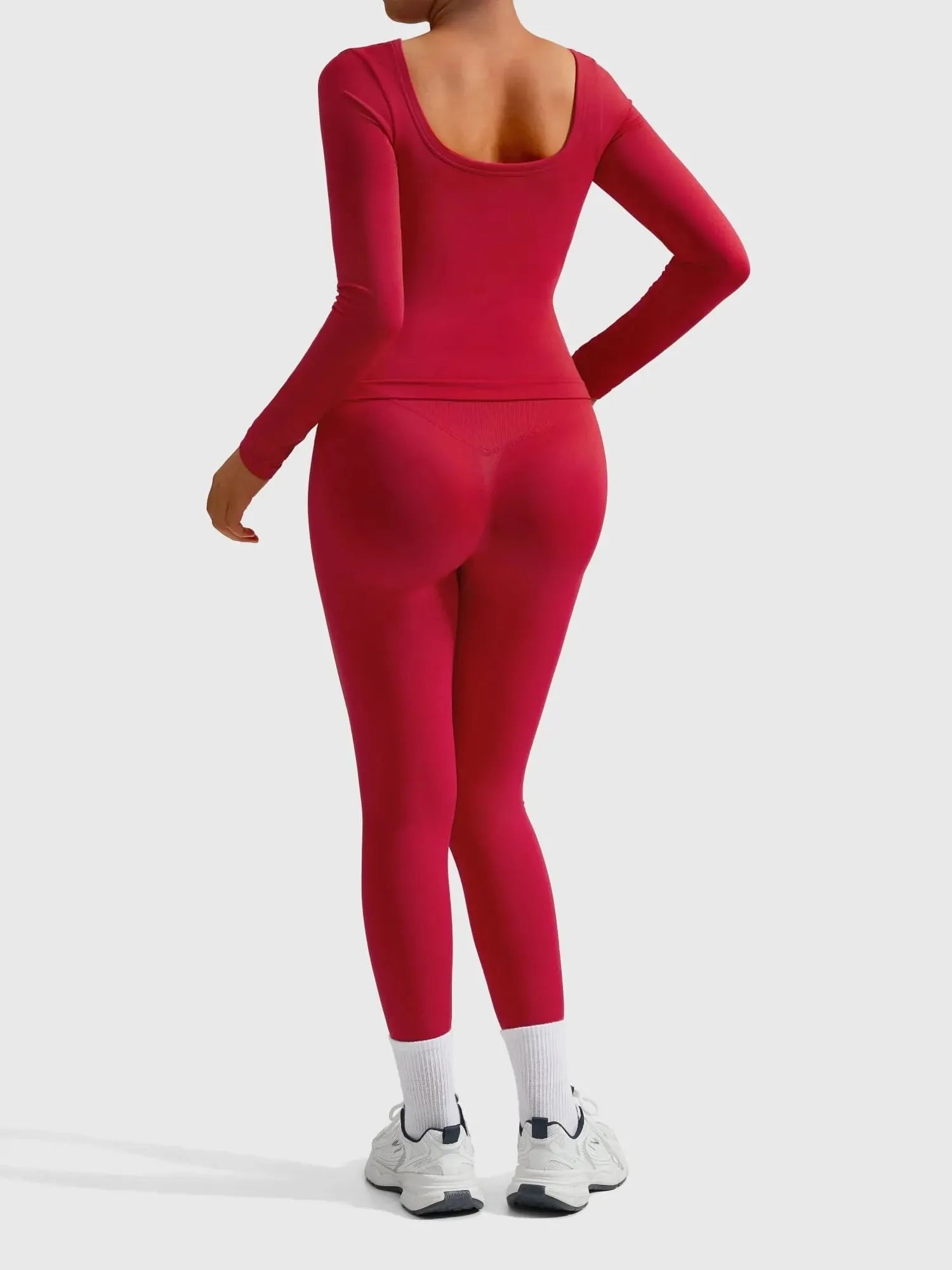 Scoop neck Seamless Leggings 2 Piece Workout Sets