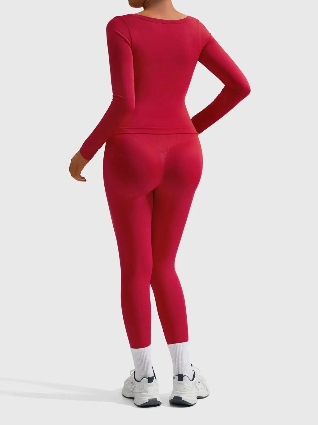 Scoop neck Seamless Leggings 2 Piece Workout Sets