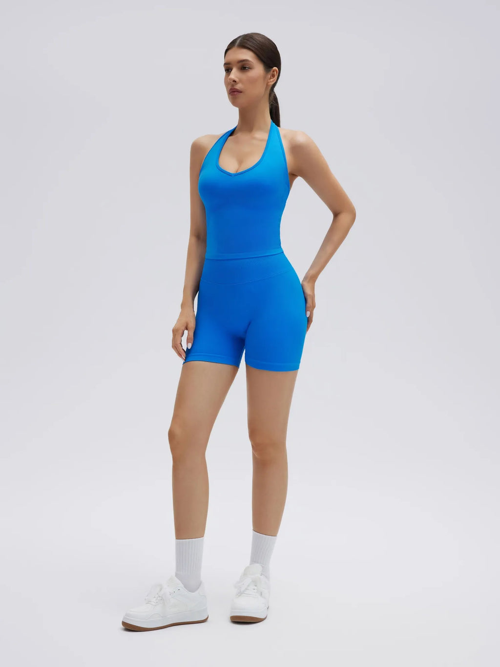 Backless Padded Halter 2 Piece Athletic Workout Sets