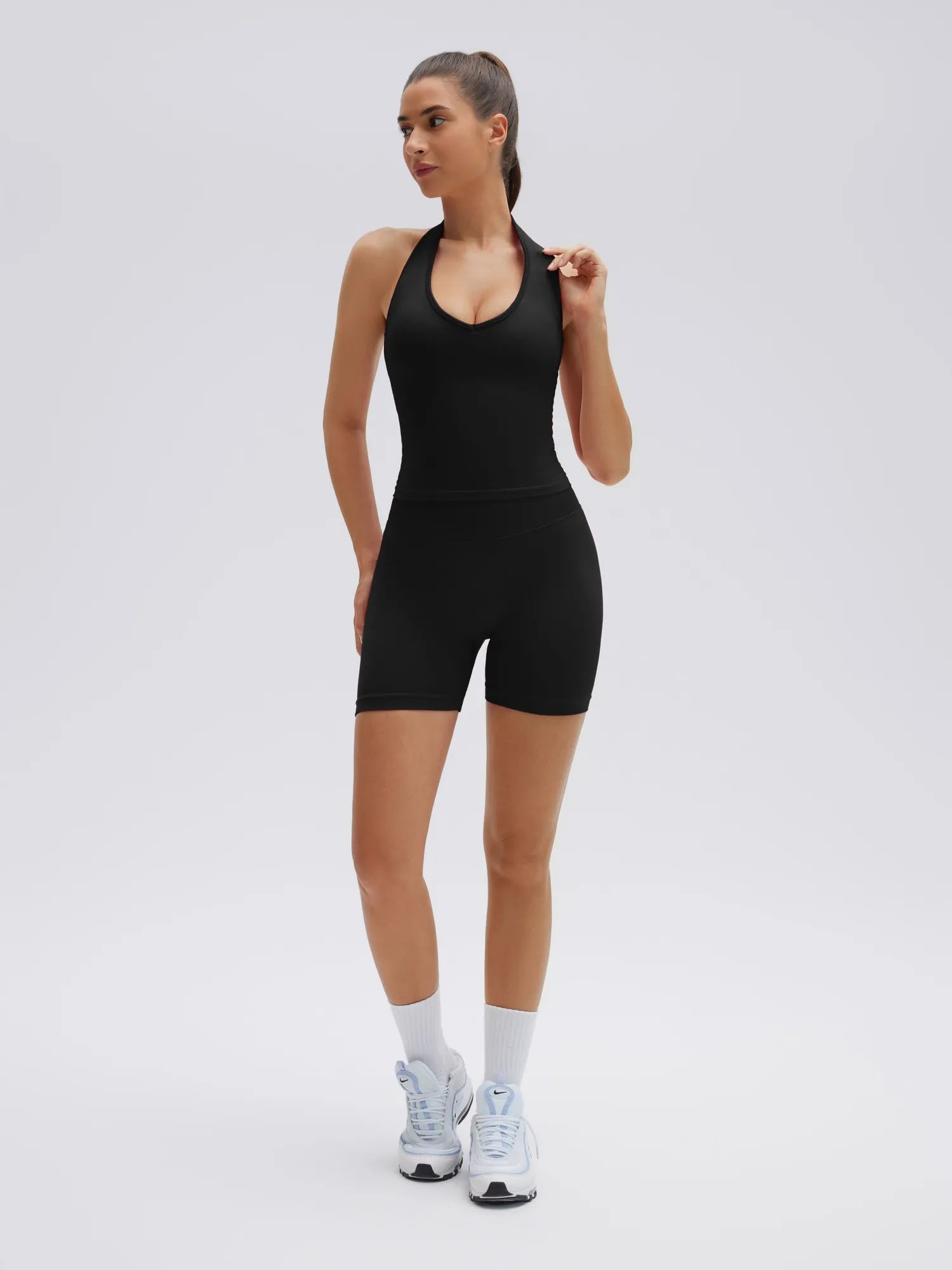 Backless Padded Halter 2 Piece Athletic Workout Sets