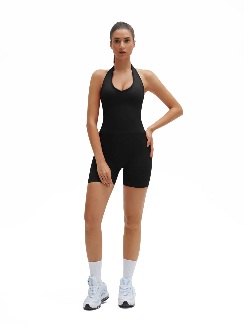 Backless Padded Halter 2 Piece Athletic Workout Sets