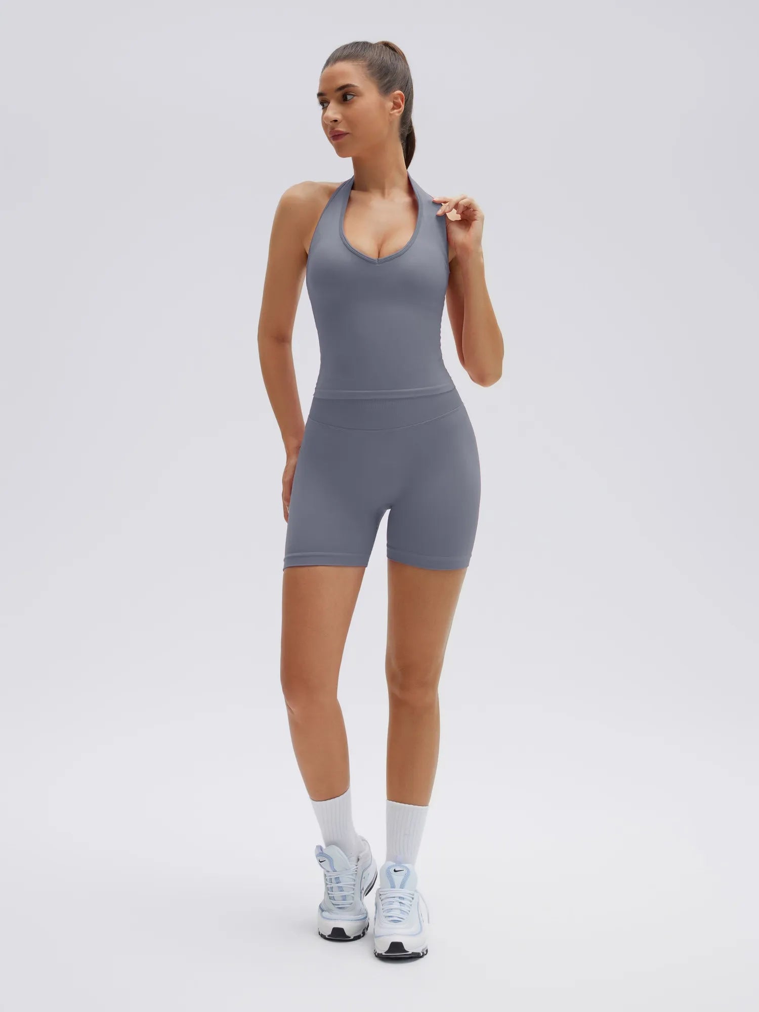 Backless Padded Halter 2 Piece Athletic Workout Sets