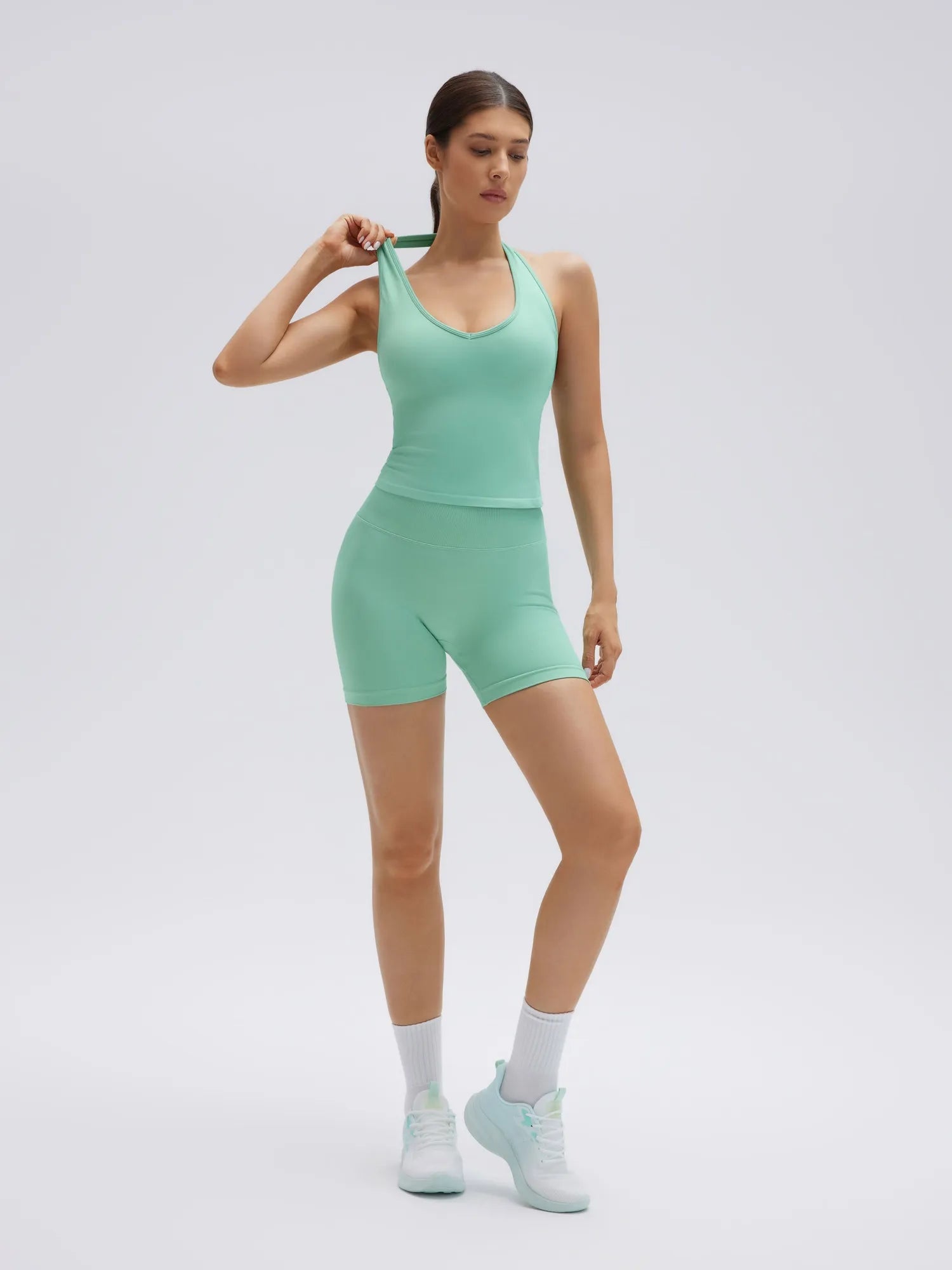 Backless Padded Halter 2 Piece Athletic Workout Sets