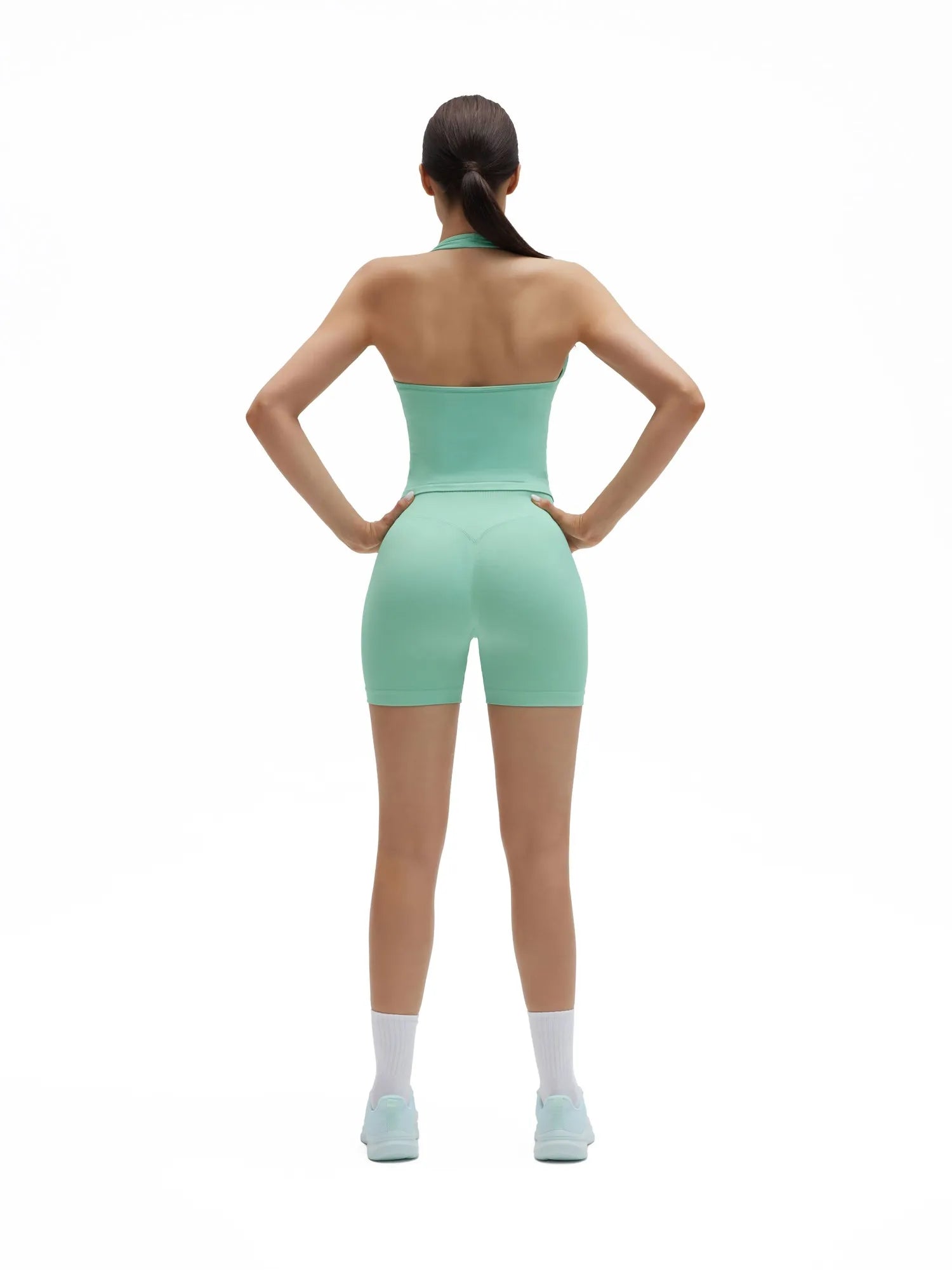 Backless Padded Halter 2 Piece Athletic Workout Sets