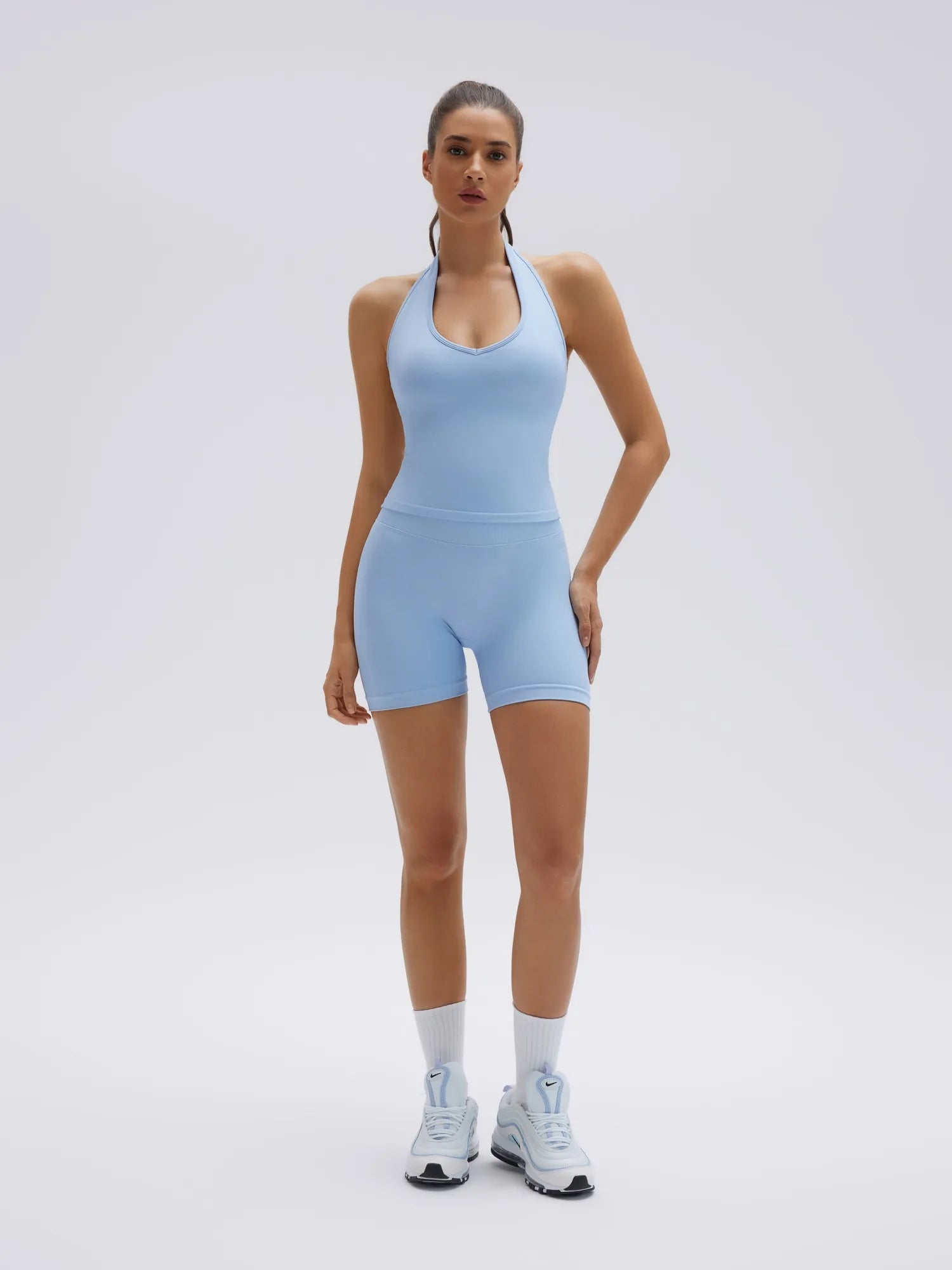 Backless Padded Halter 2 Piece Athletic Workout Sets
