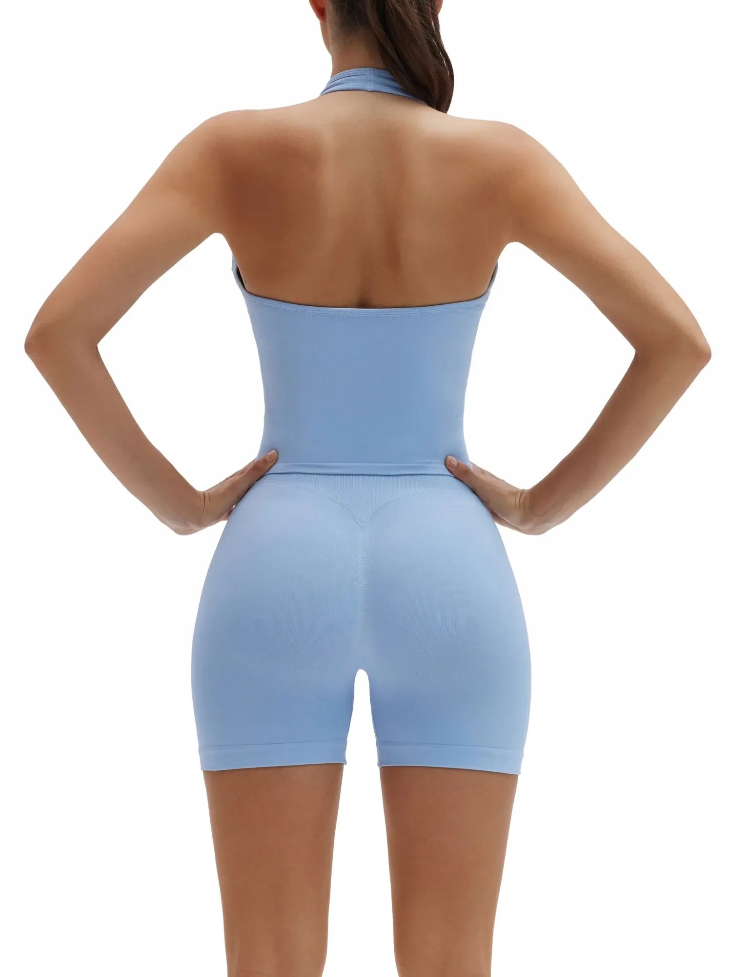 Backless Padded Halter 2 Piece Athletic Workout Sets