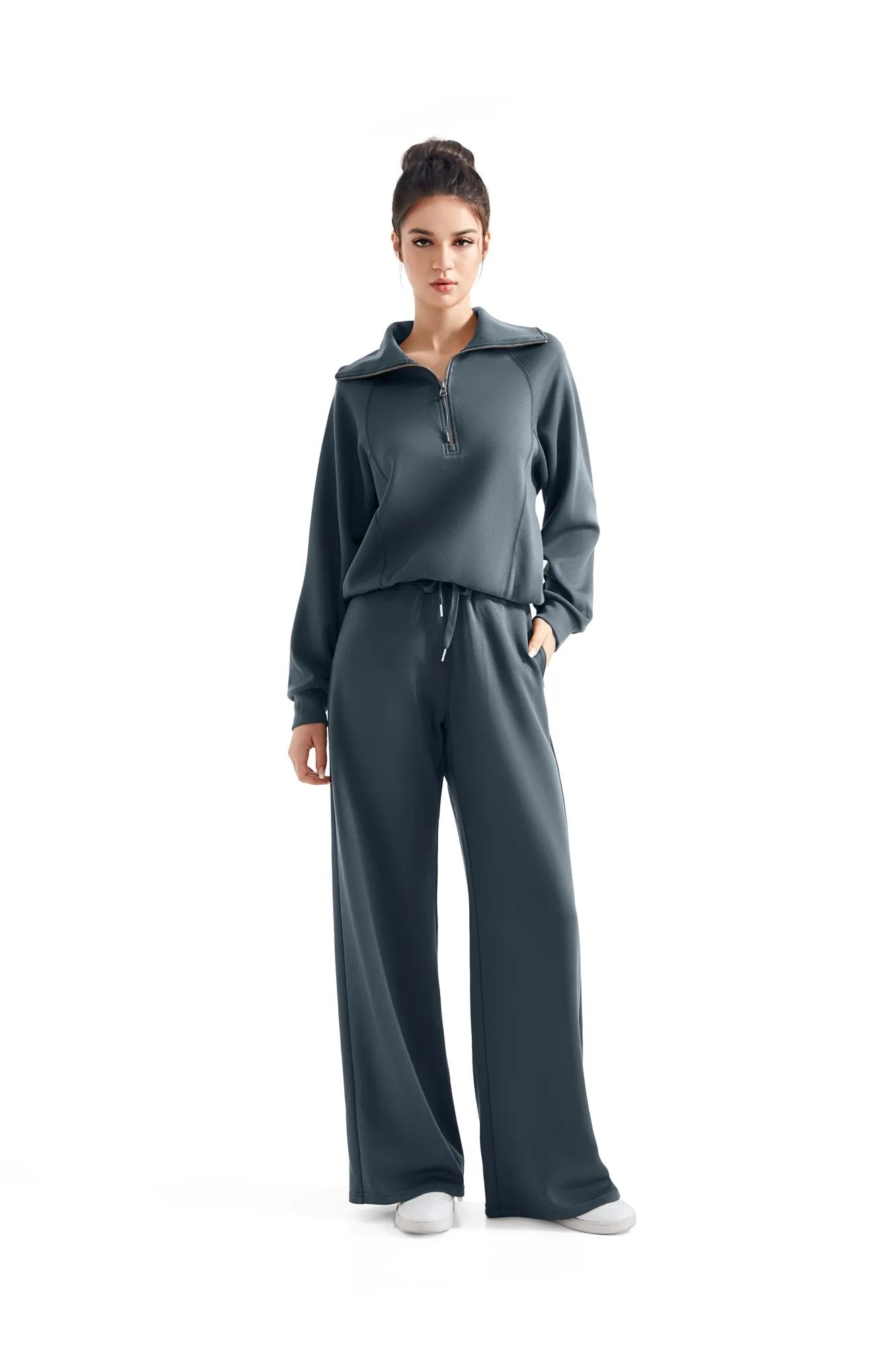 Modal Half Zip Collar Lounge Set