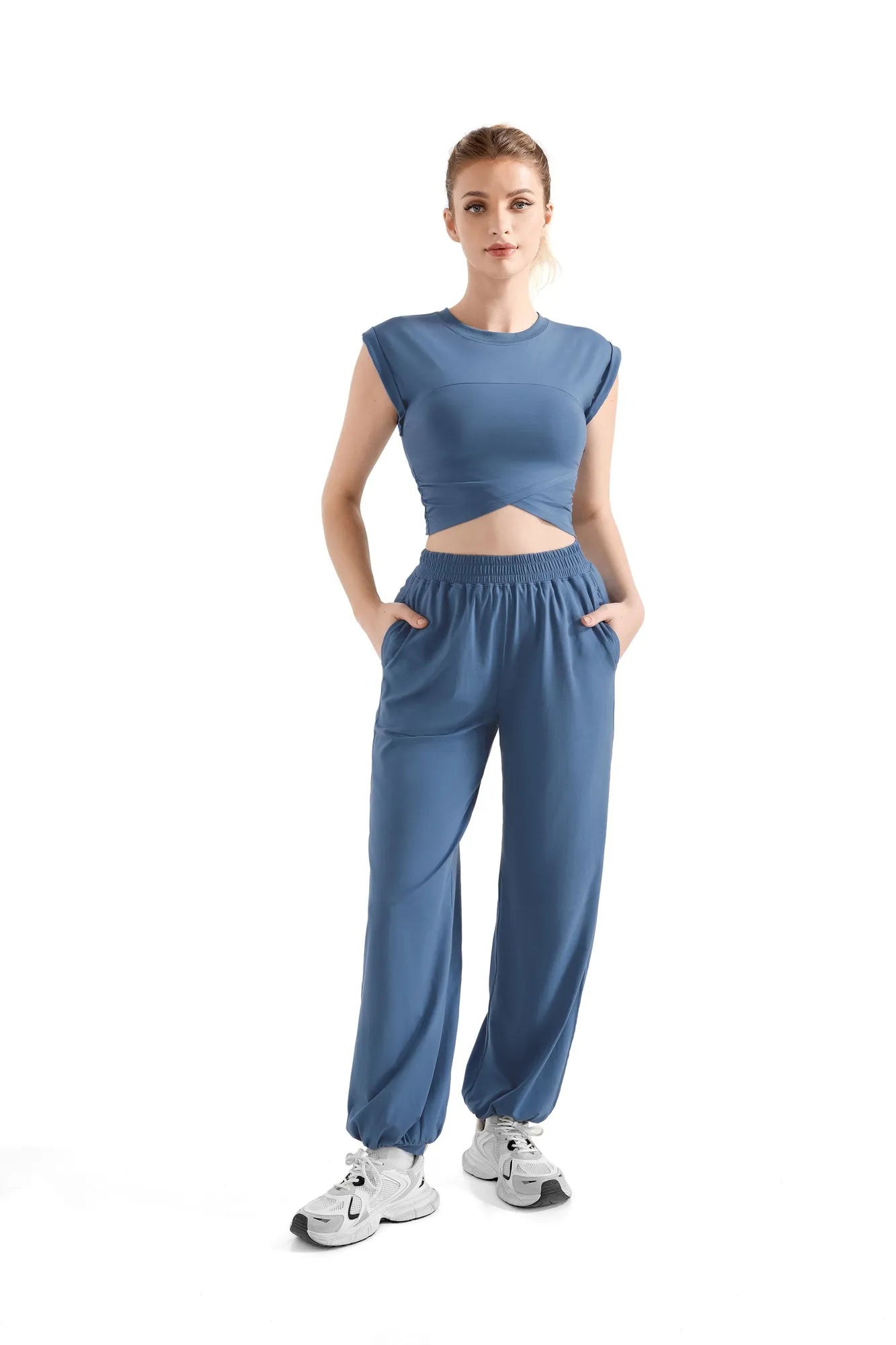 Sleeveless Crop Top Workout Set