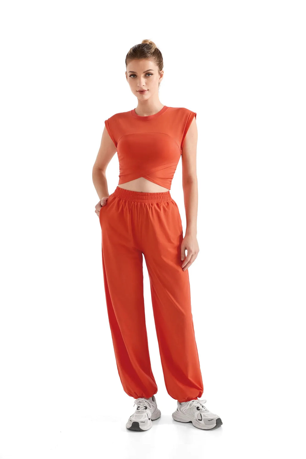 Sleeveless Crop Top Workout Set