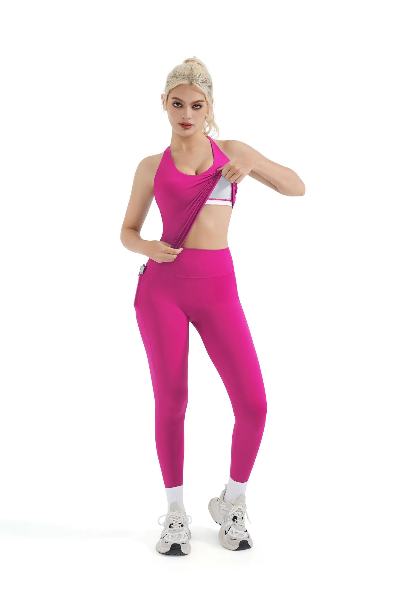 Strappy V Neck Tank Top Workout Set