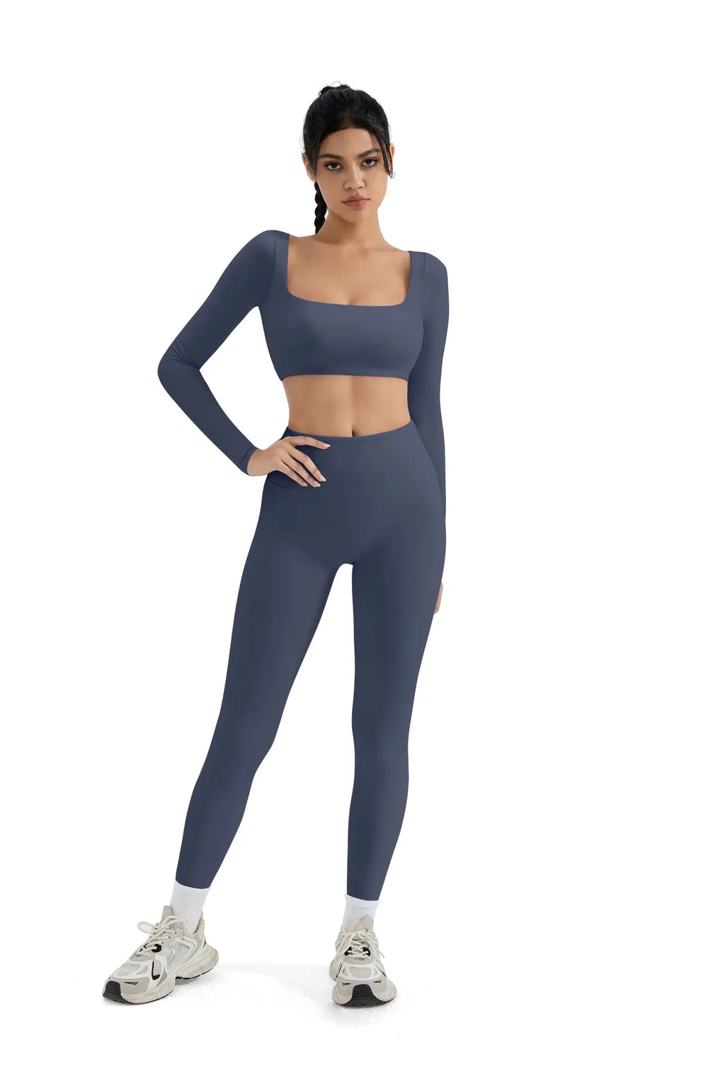 Square Neck Long Sleeve Workout Set