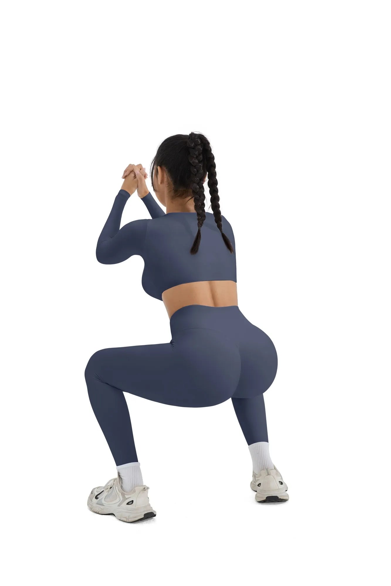 Square Neck Long Sleeve Workout Set