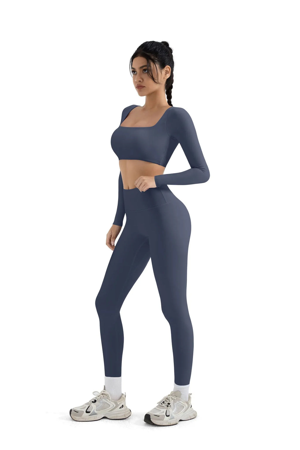 Square Neck Long Sleeve Workout Set