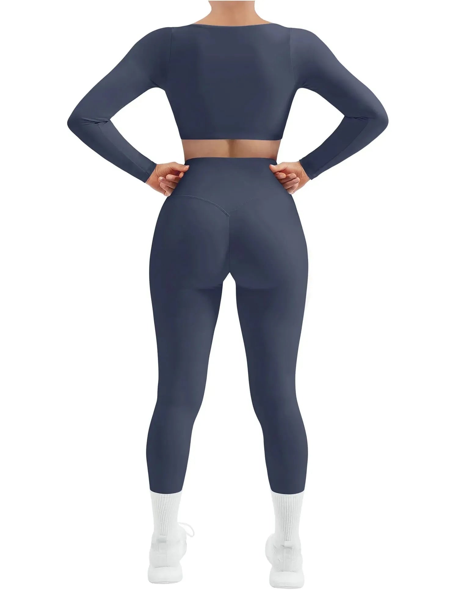 Square Neck Long Sleeve Workout Set