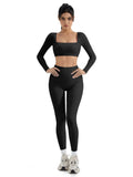 Square Neck Long Sleeve Workout Set