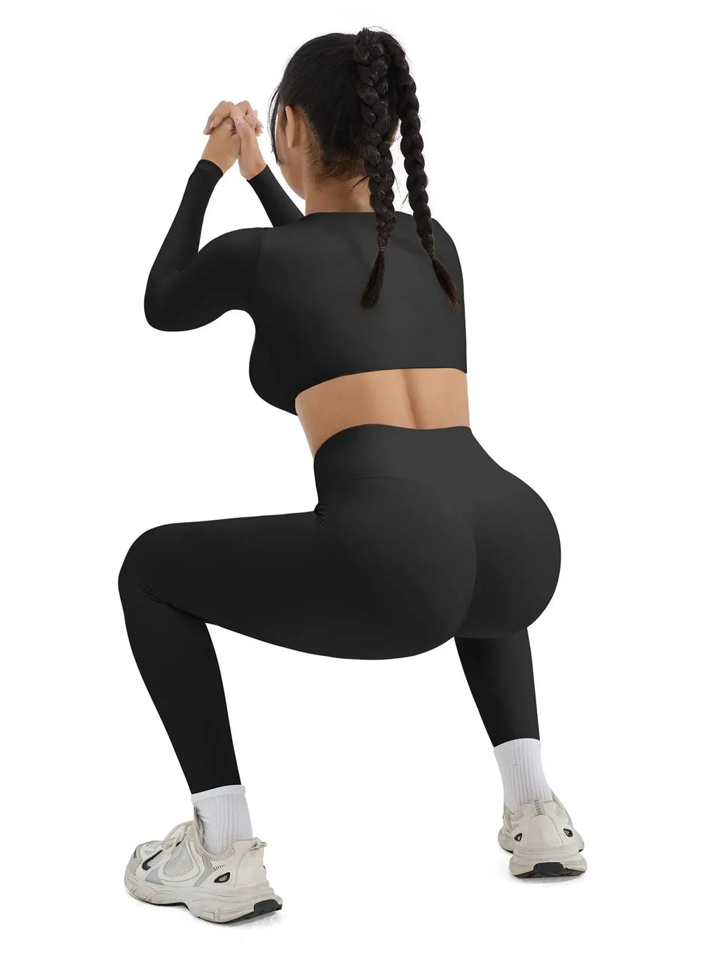 Square Neck Long Sleeve Workout Set