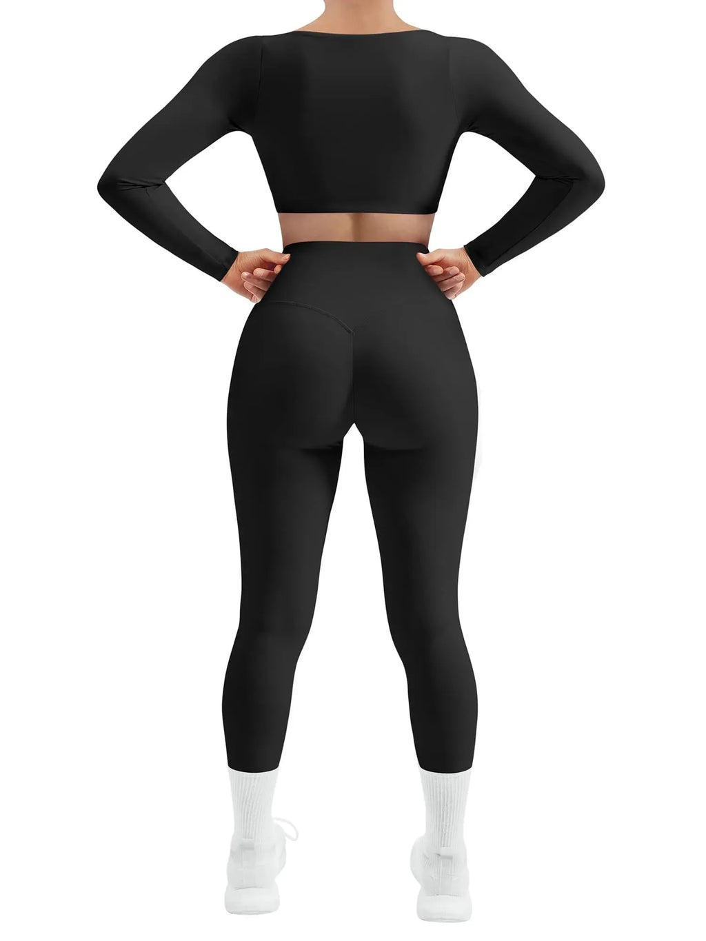 Square Neck Long Sleeve Workout Set