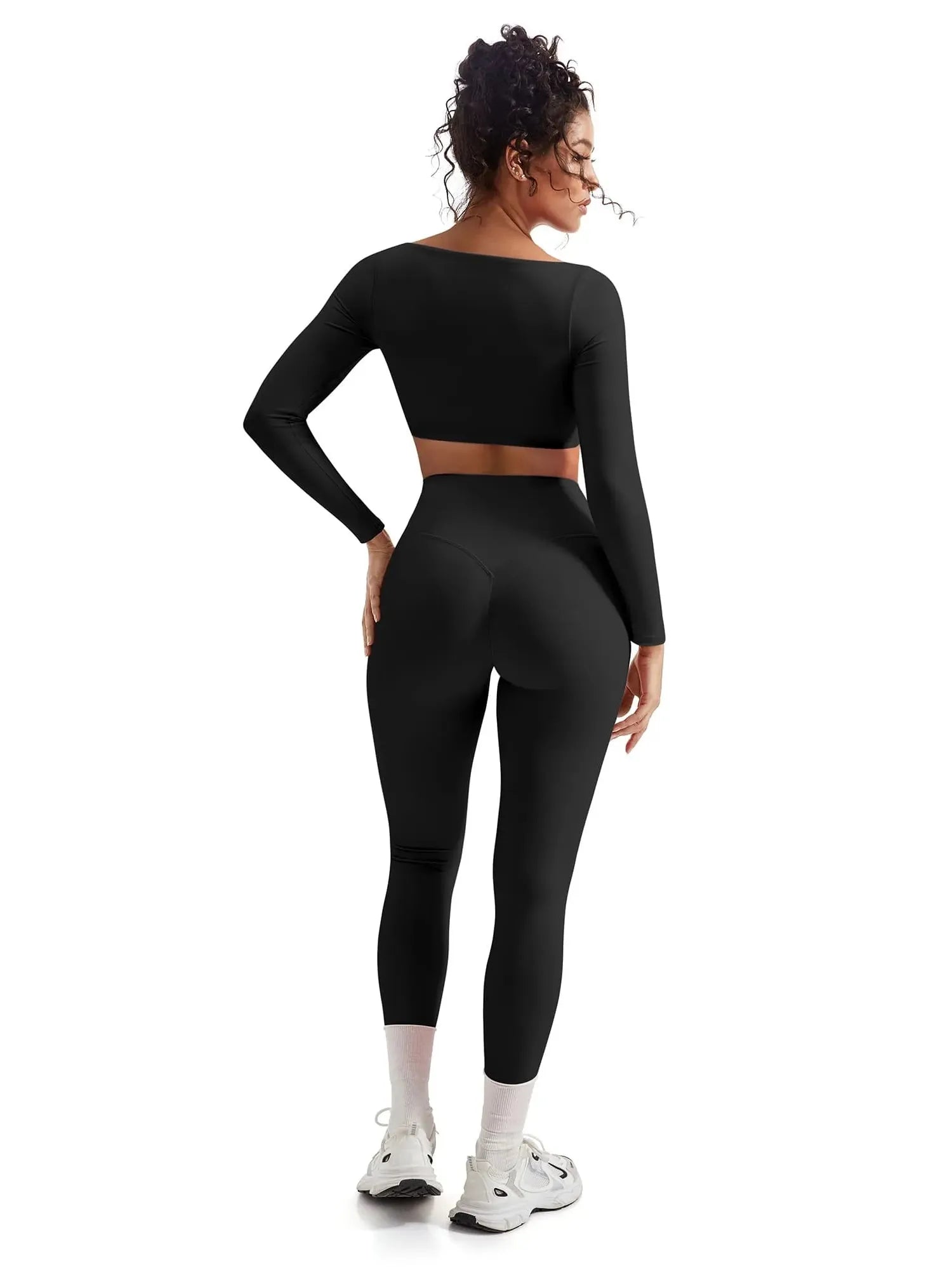 Square Neck Long Sleeve Workout Set