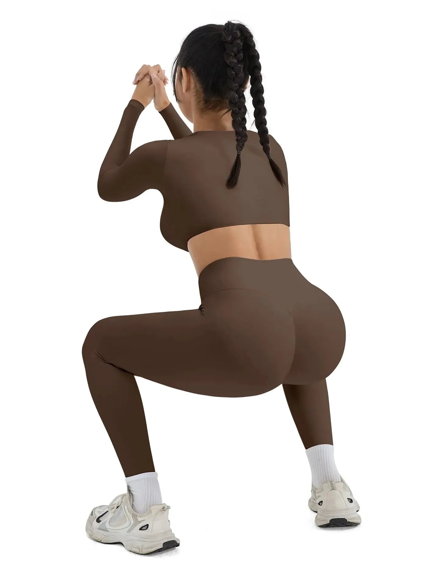Square Neck Long Sleeve Workout Set