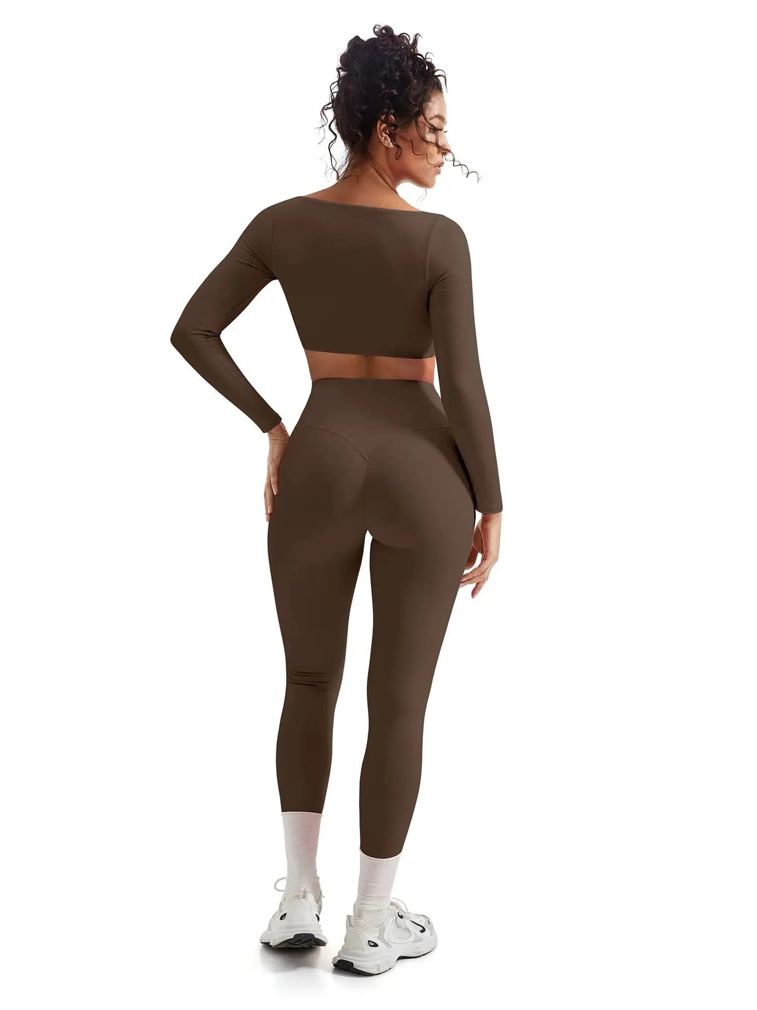 Square Neck Long Sleeve Workout Set