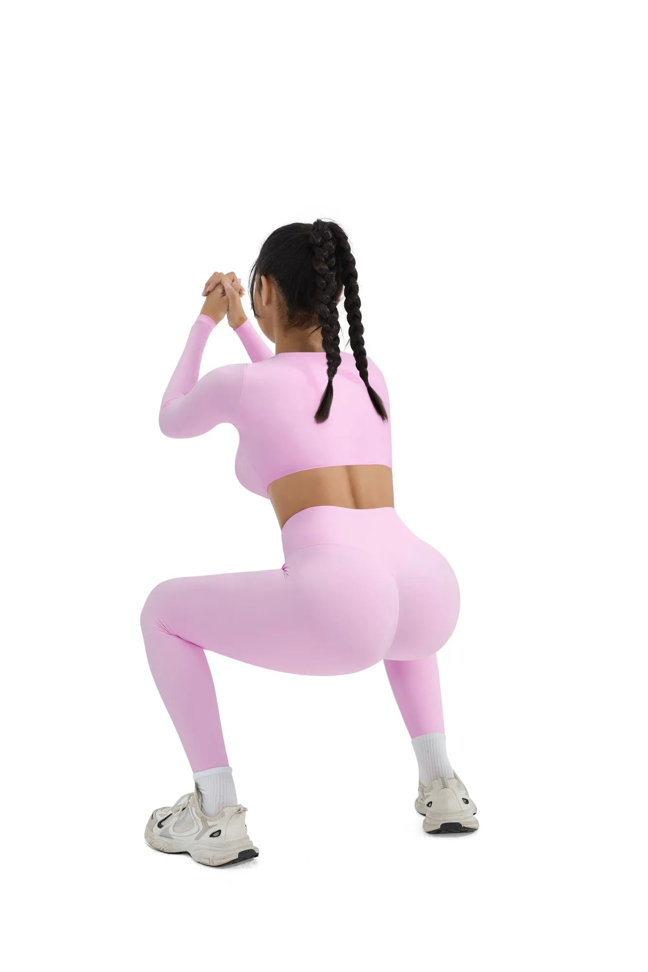 Square Neck Long Sleeve Workout Set