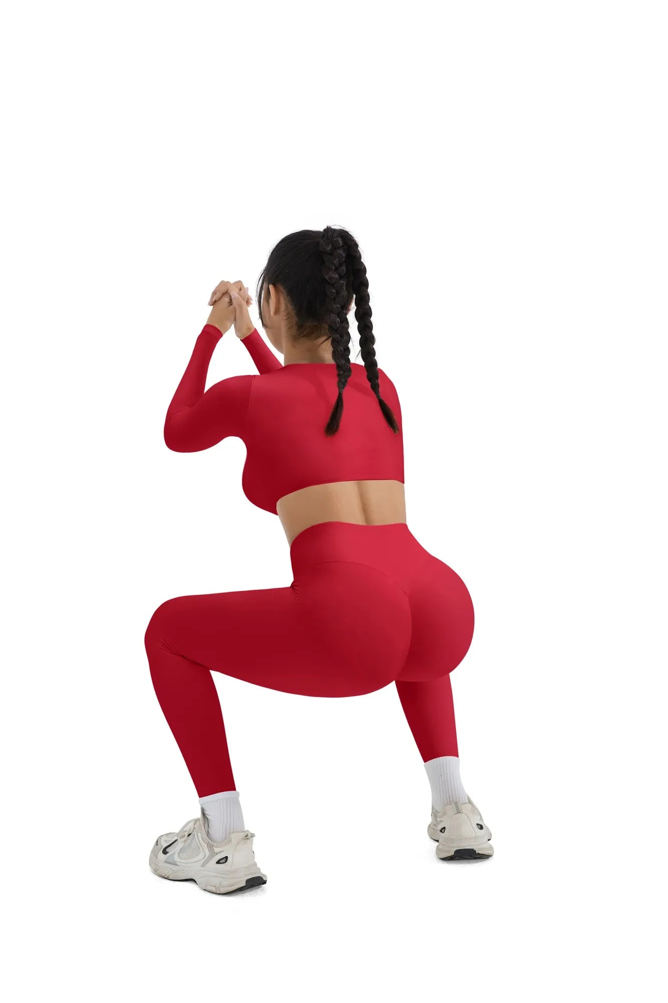 Square Neck Long Sleeve Workout Set