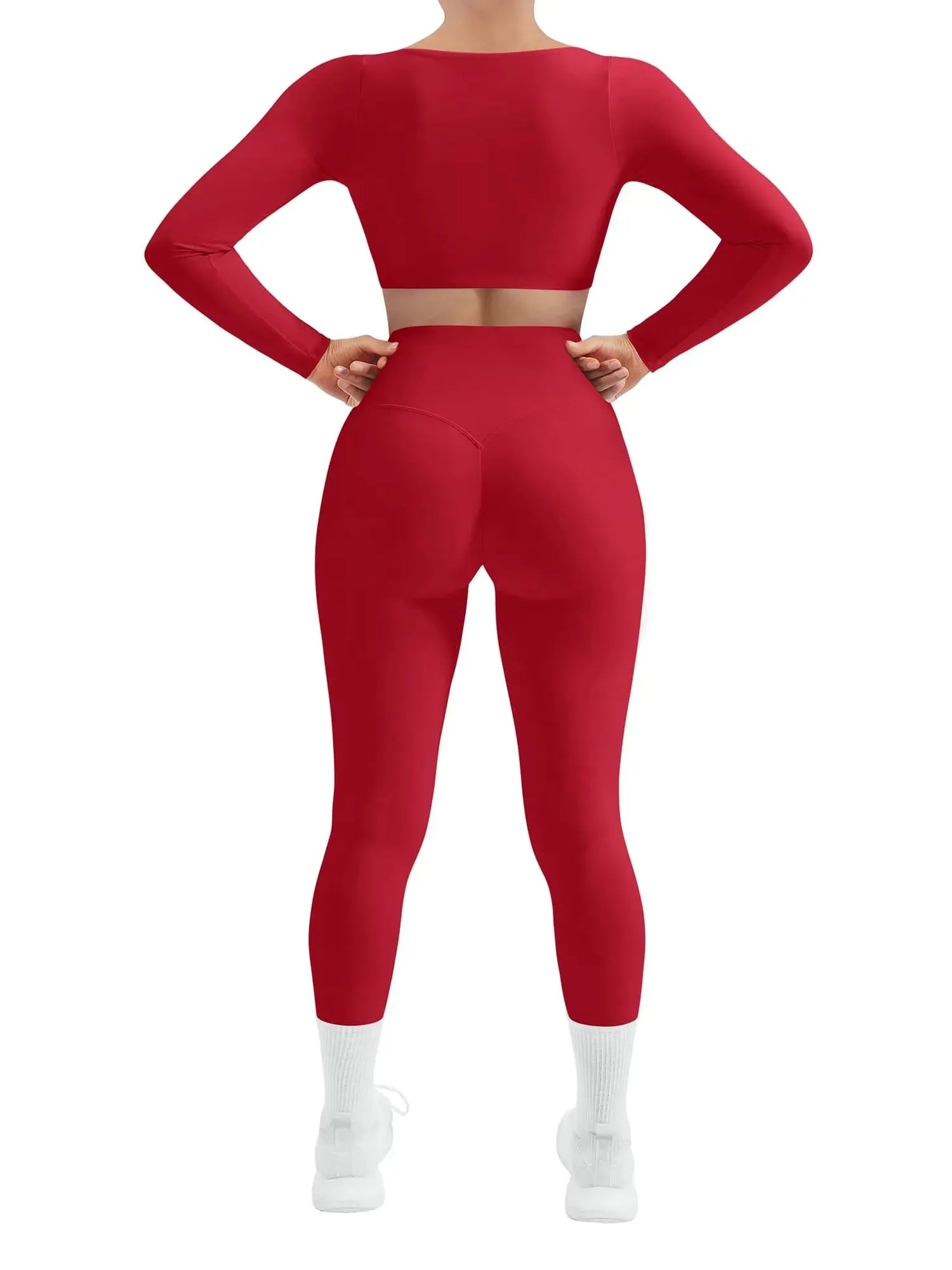 Square Neck Long Sleeve Workout Set