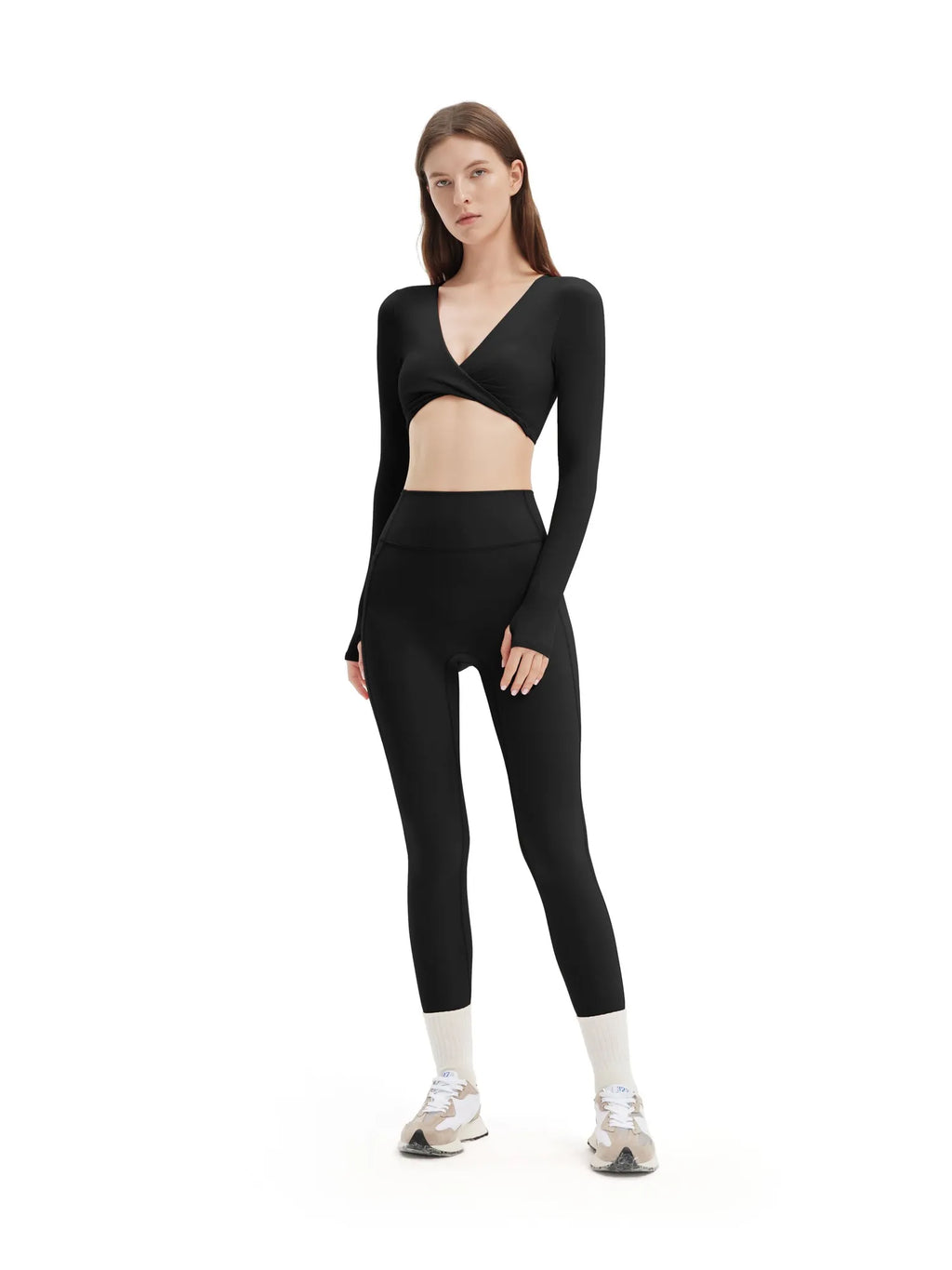 Twist V Crop Top Workout Set