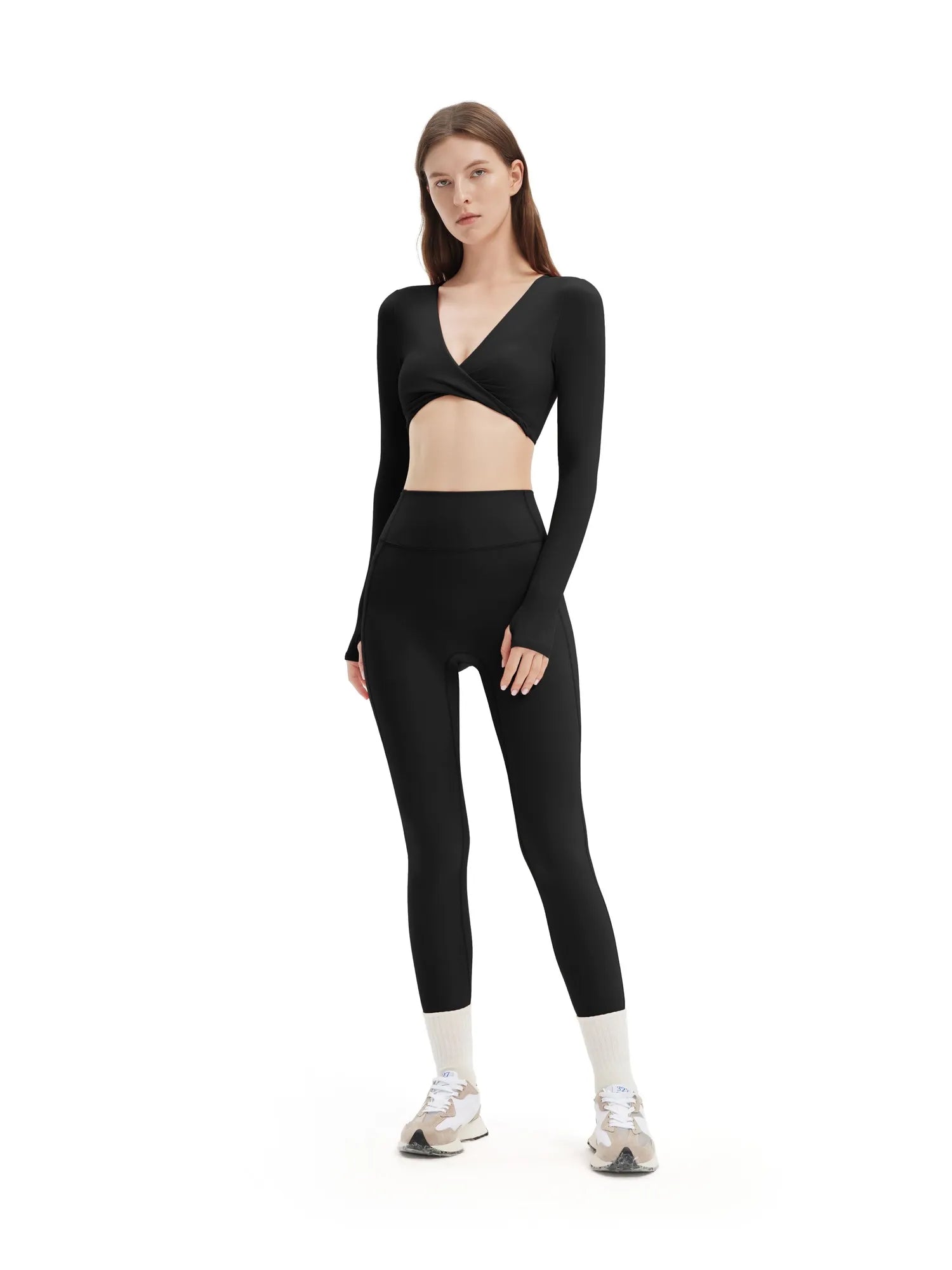 Twist V Crop Top Workout Set