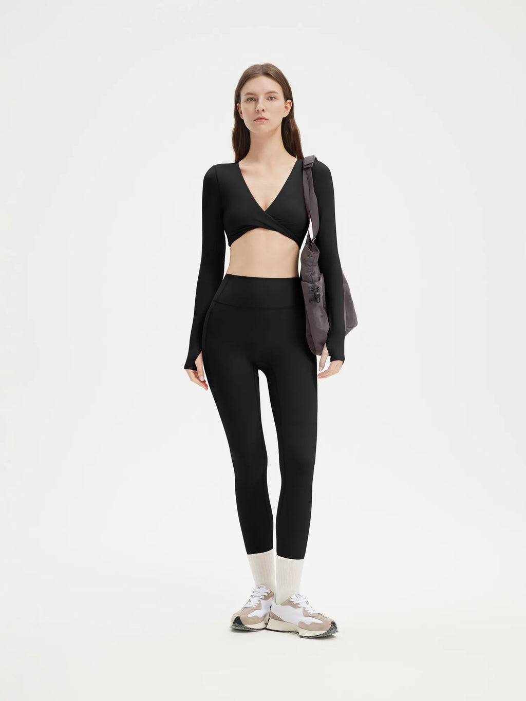 Twist V Crop Top Workout Set