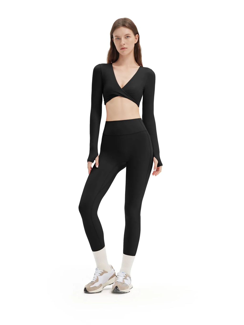 Twist V Crop Top Workout Set