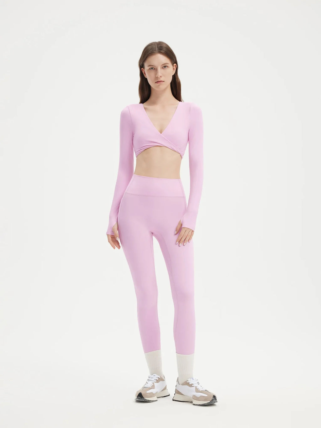 Twist V Crop Top Workout Set
