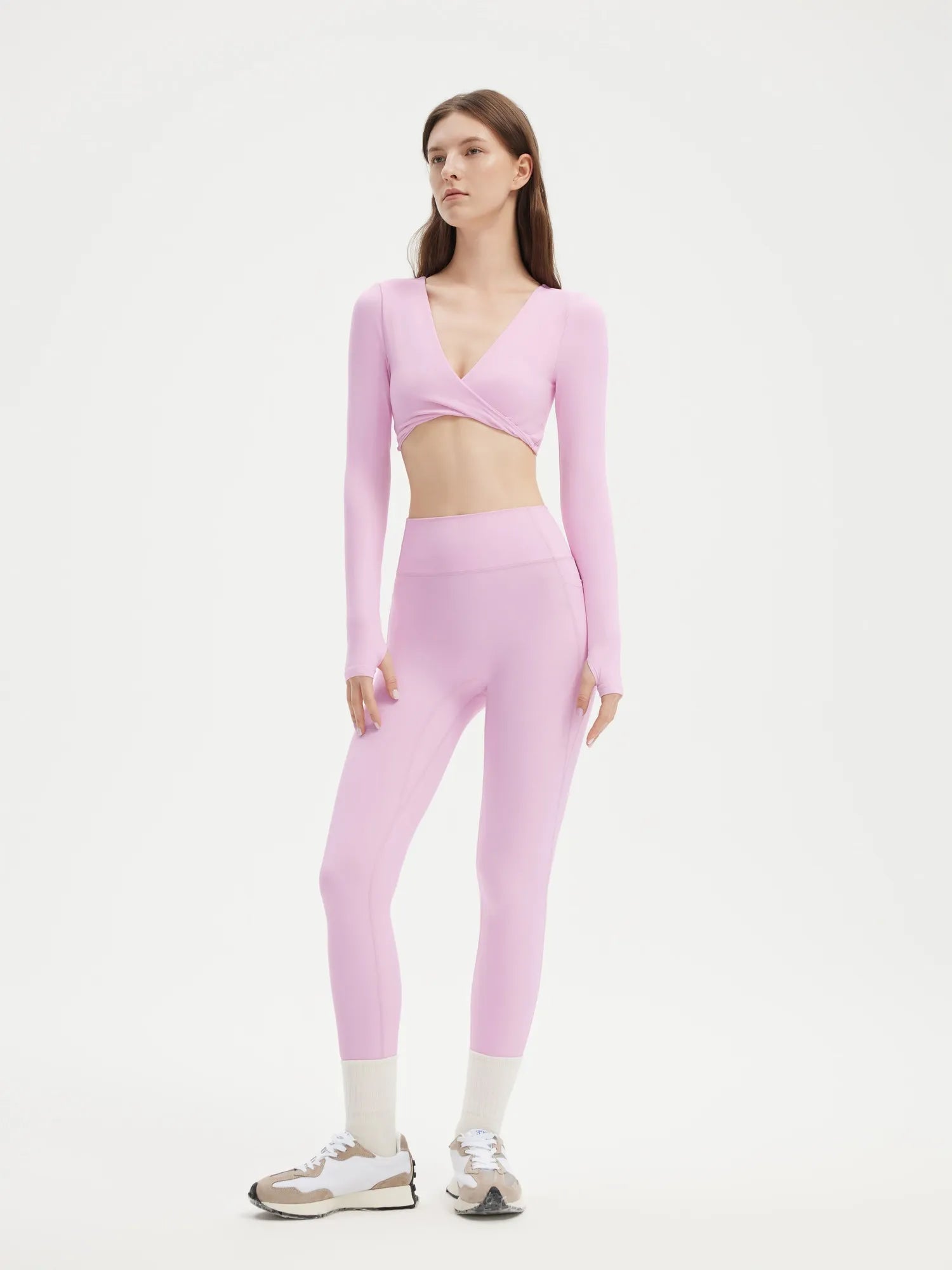 Twist V Crop Top Workout Set