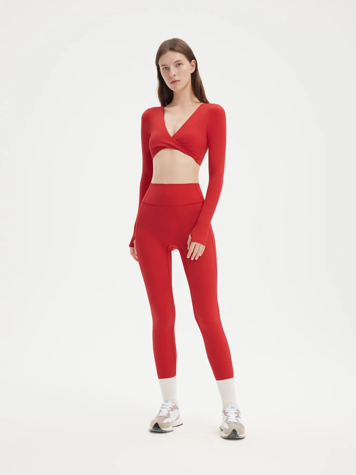 Twist V Crop Top Workout Set