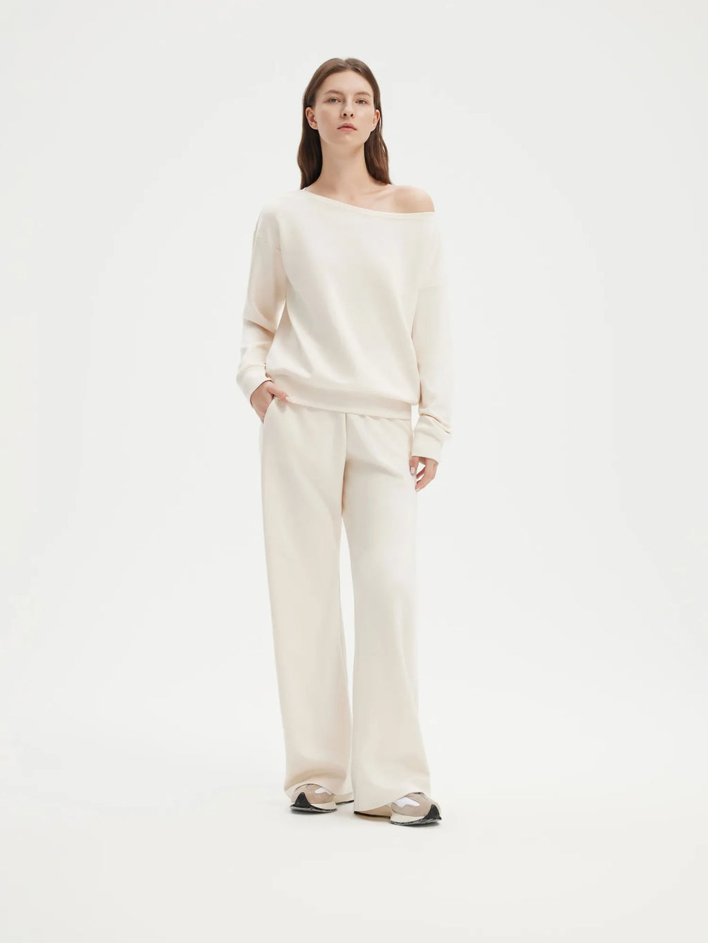 Off Shoulder Sweatshirt Lounge Set