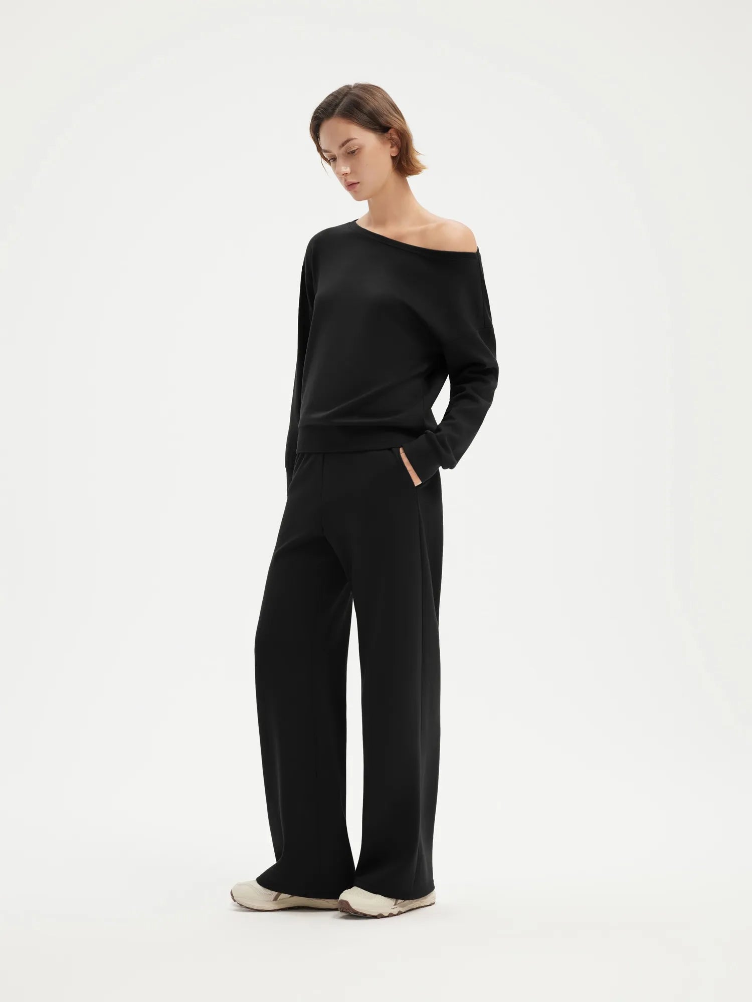Off Shoulder Sweatshirt Lounge Set