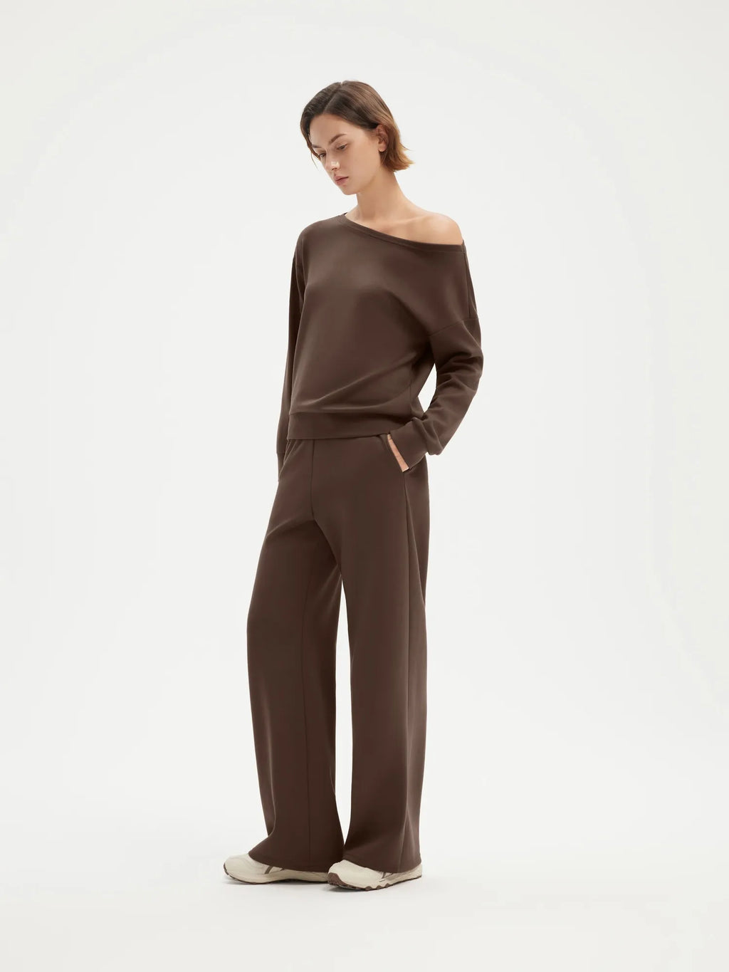 Off Shoulder Sweatshirt Lounge Set