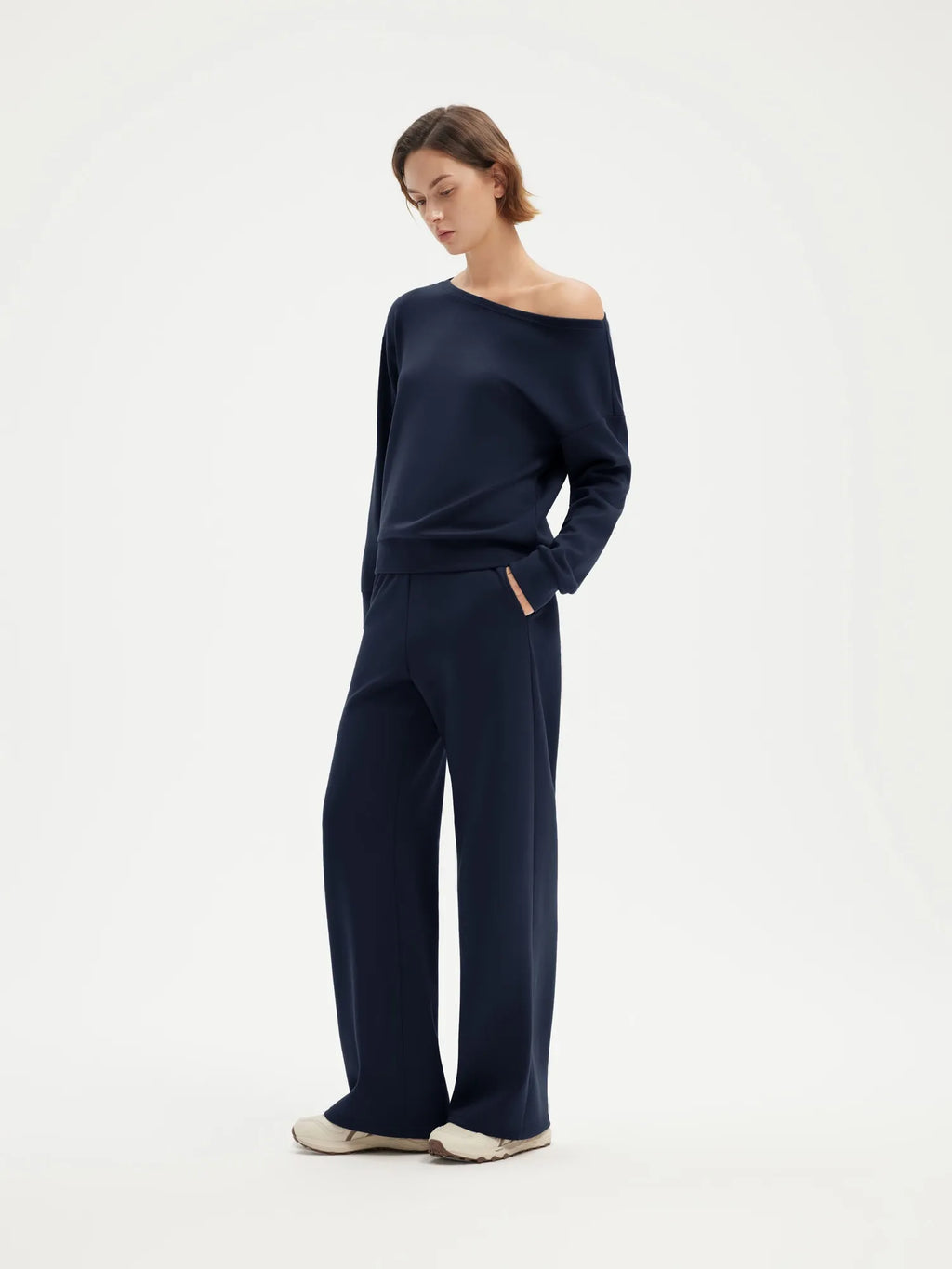 Off Shoulder Sweatshirt Lounge Set