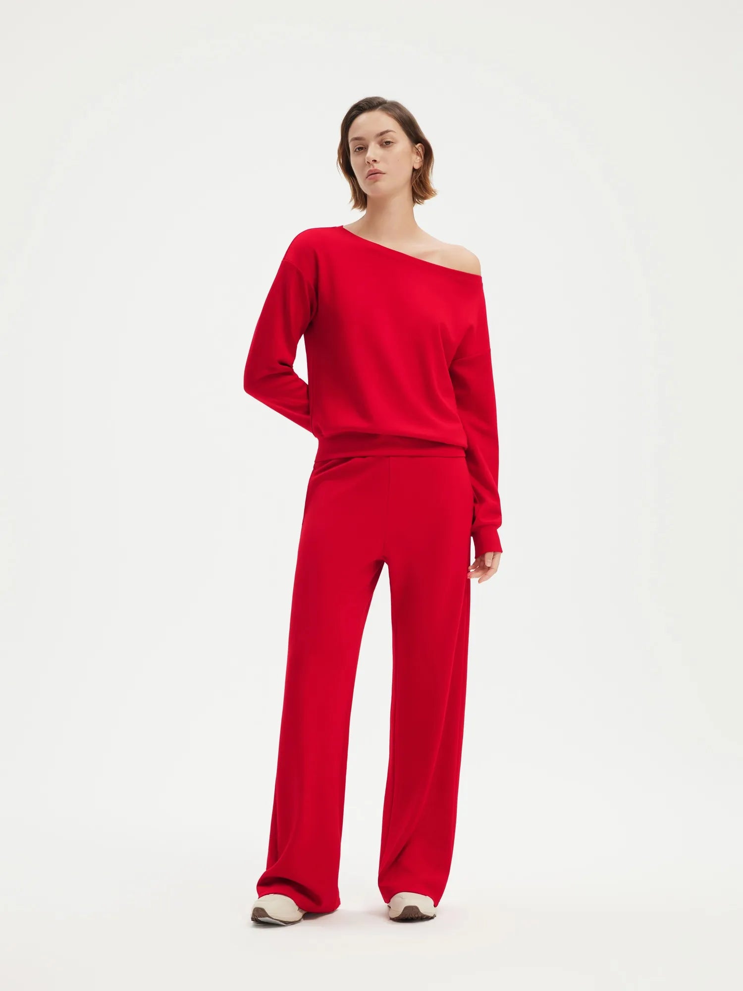 Off Shoulder Sweatshirt Lounge Set