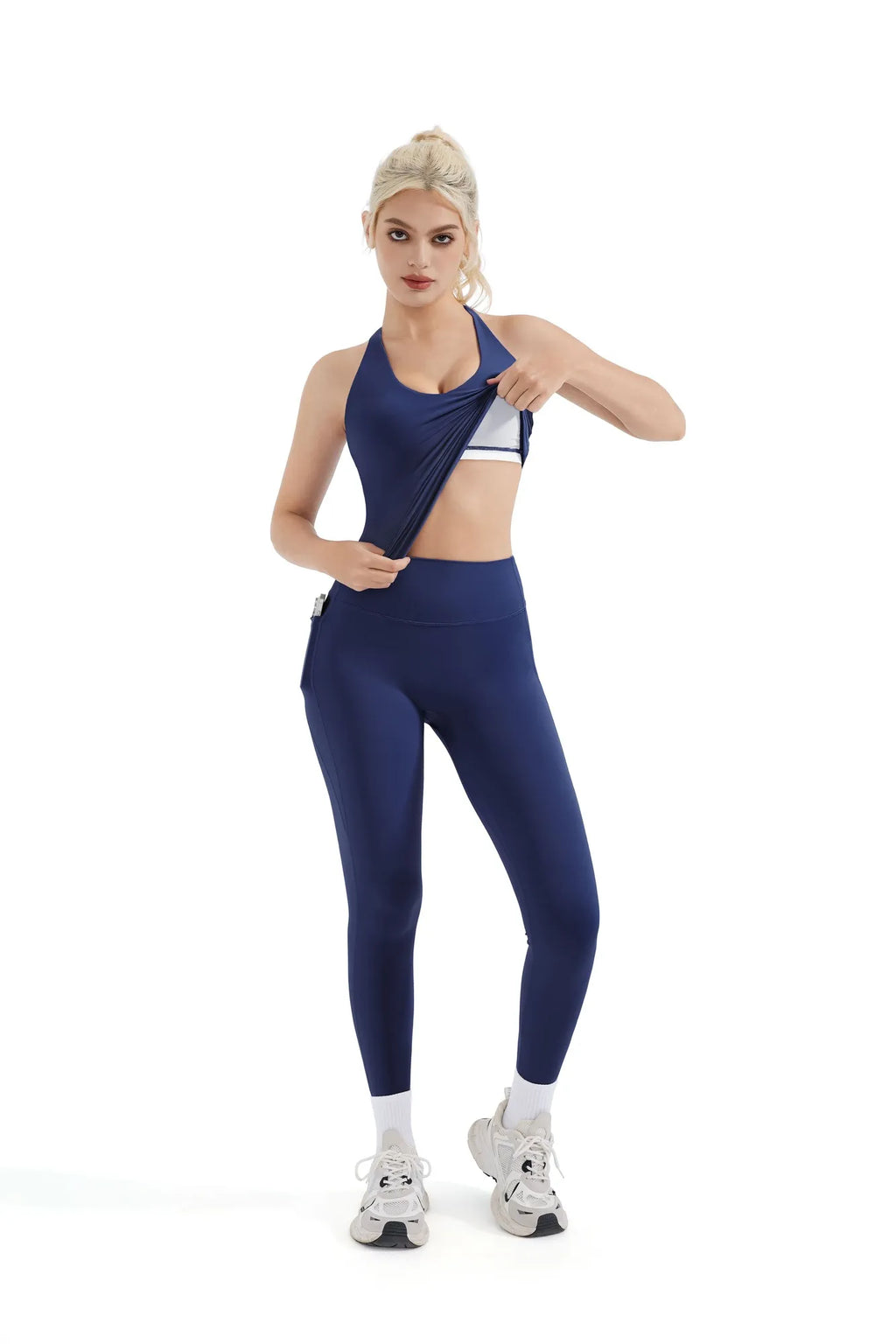 Strappy V Neck Tank Top Workout Set