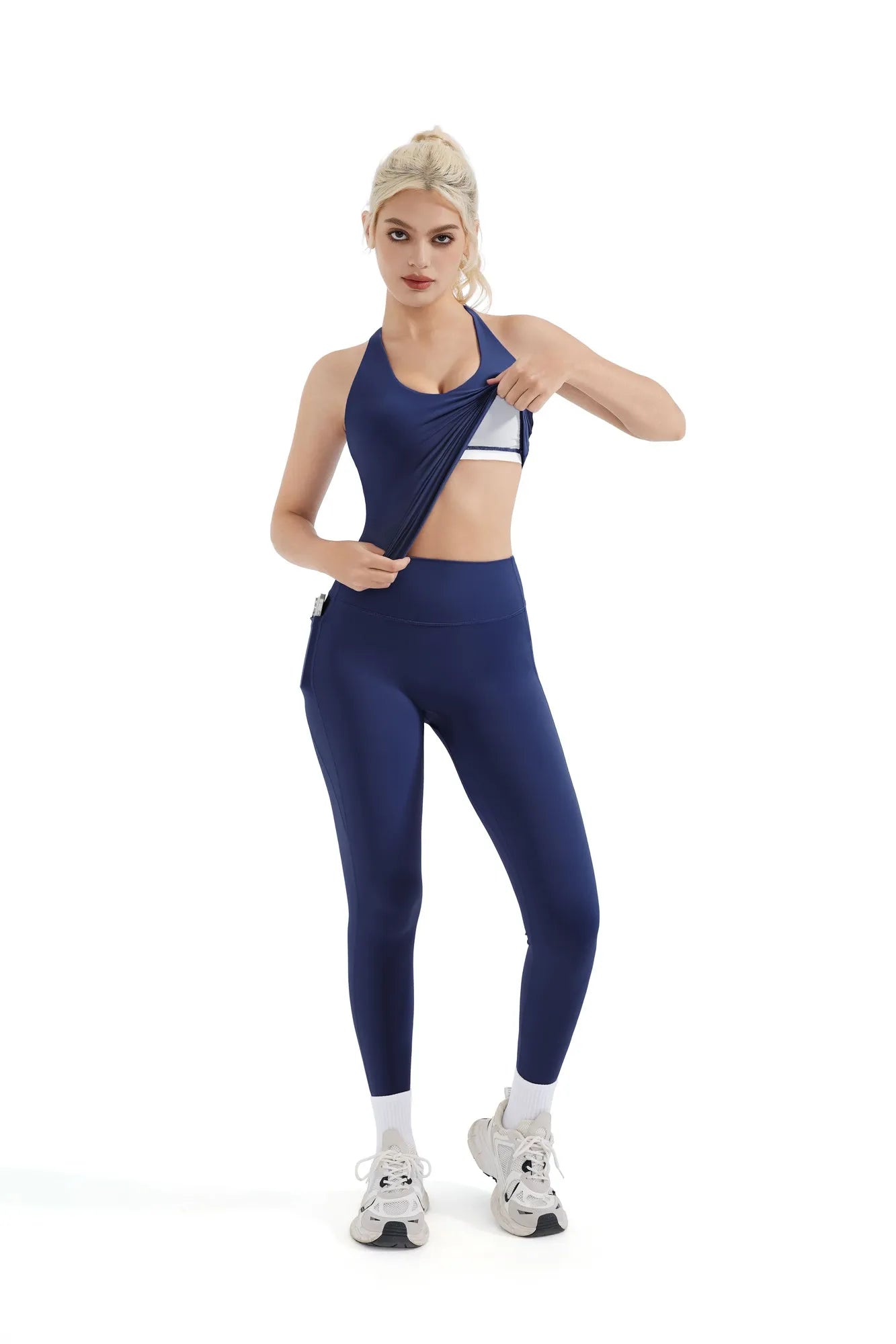 Strappy V Neck Tank Top Workout Set