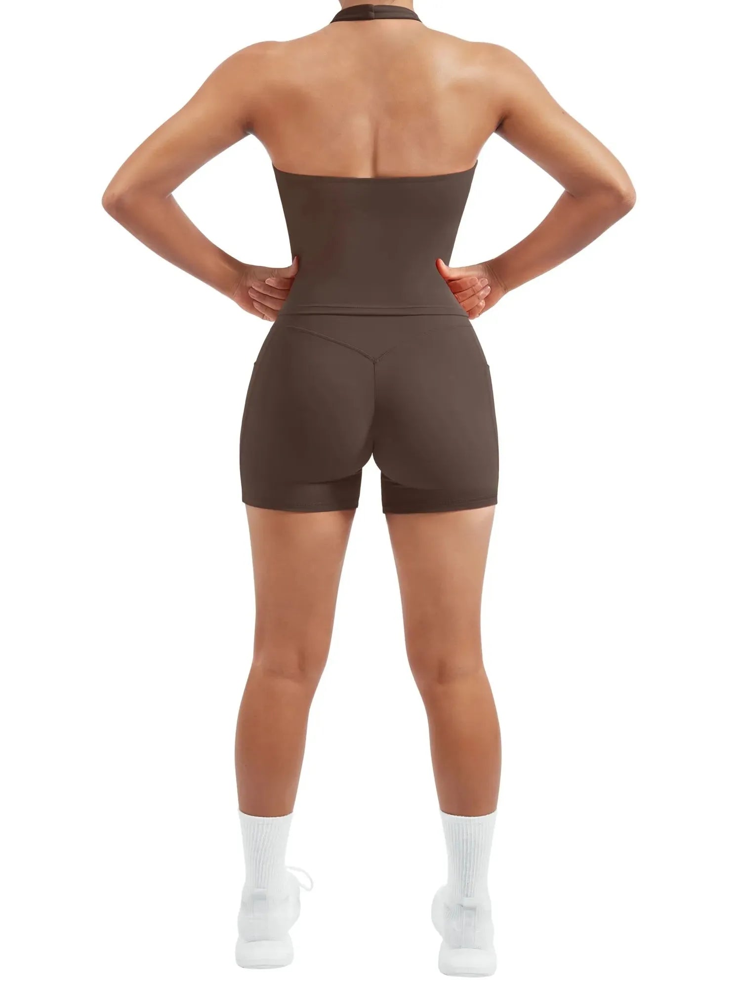 Padded Halter Open Back 2 Piece Workout Sets