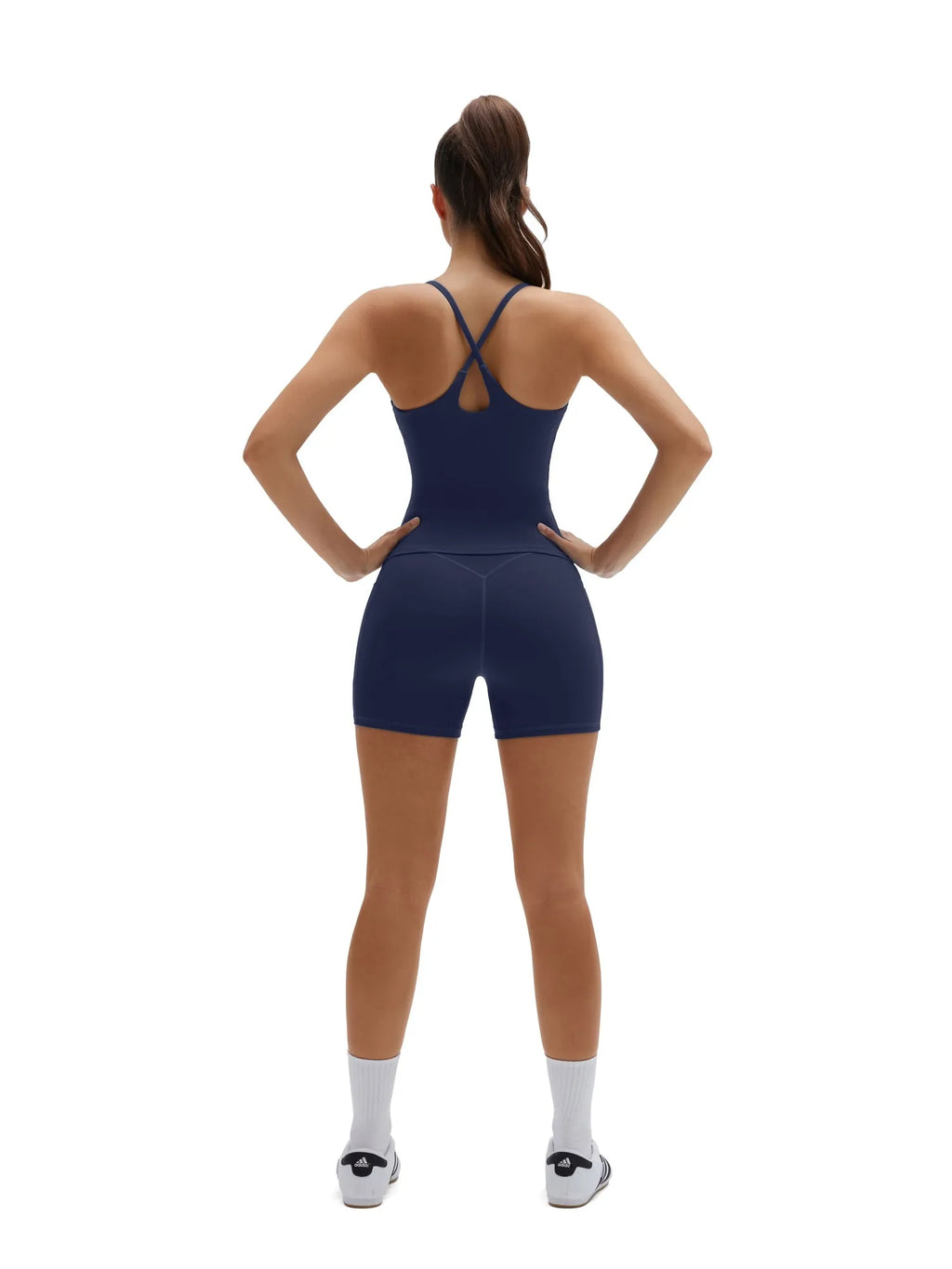 Scoop Neck Backless Waisted Workout Sets