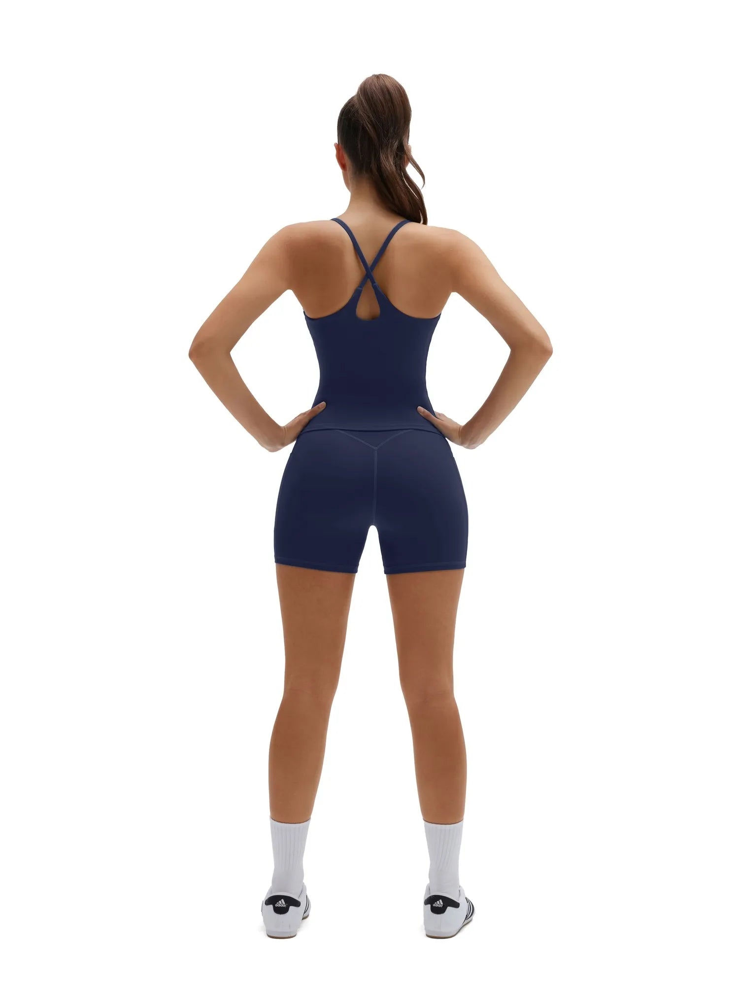 Scoop Neck Backless Waisted Workout Sets